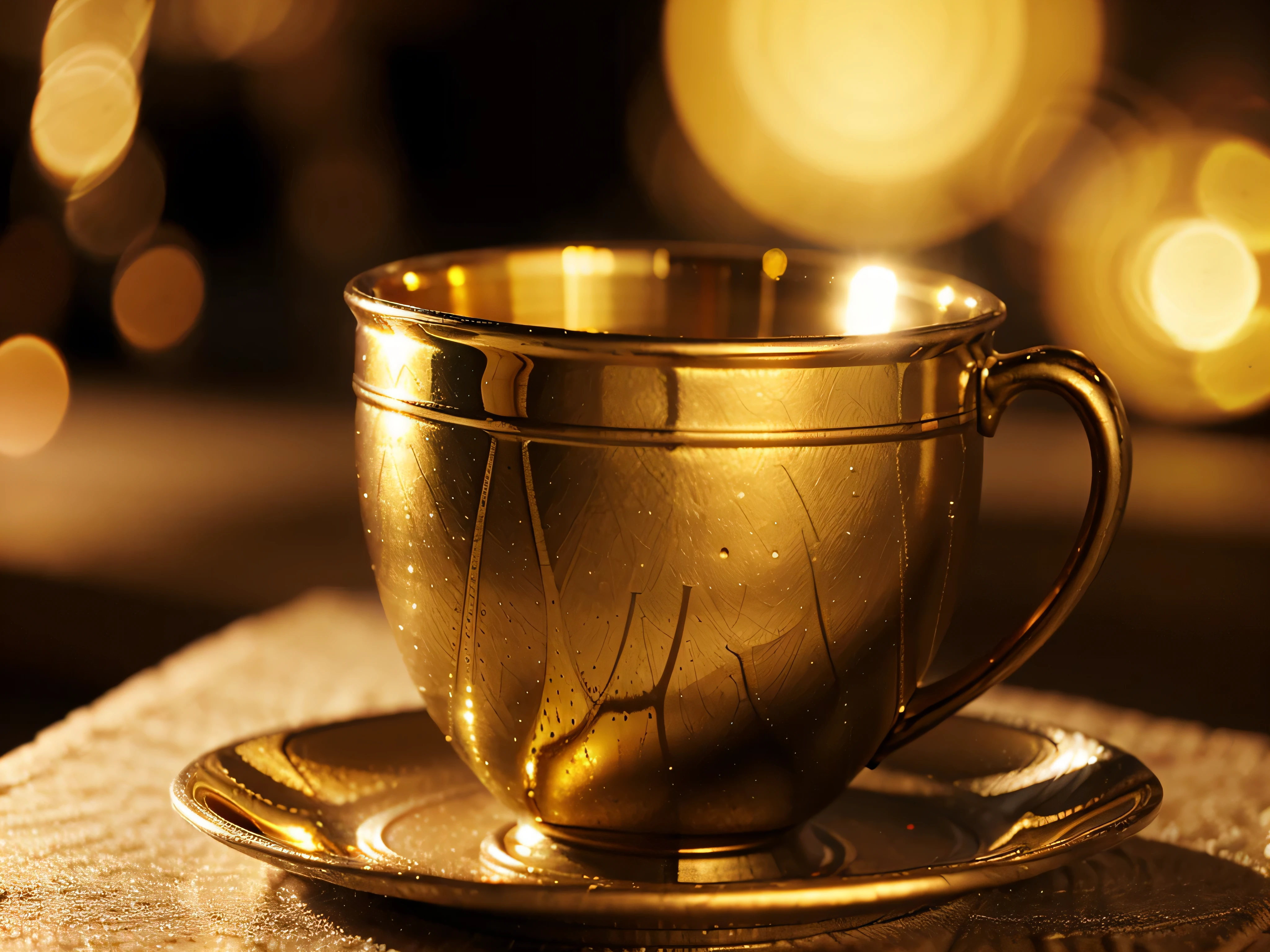golden cup on a red bokeh lighting background