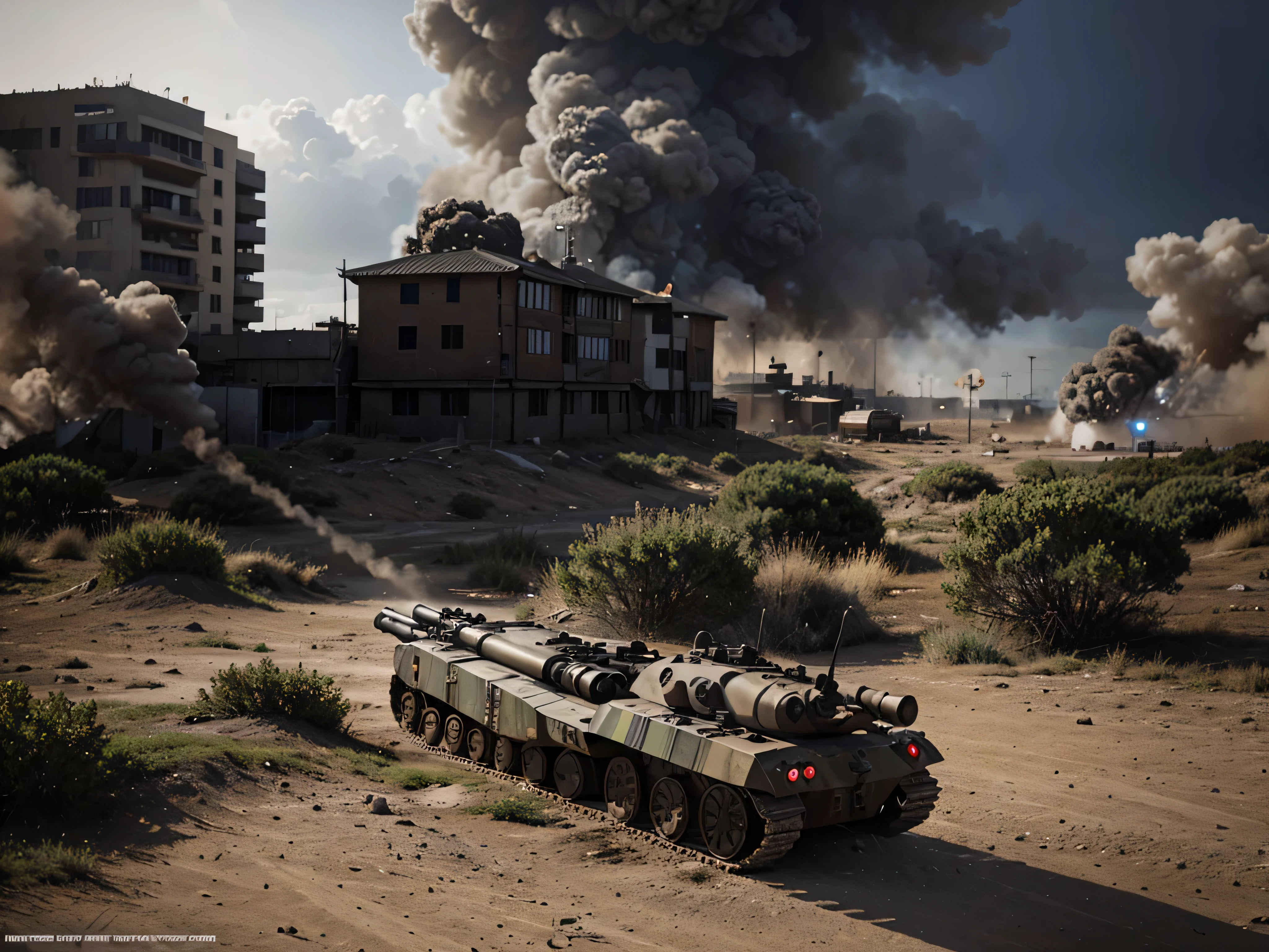 dramatic scenery of war weapons