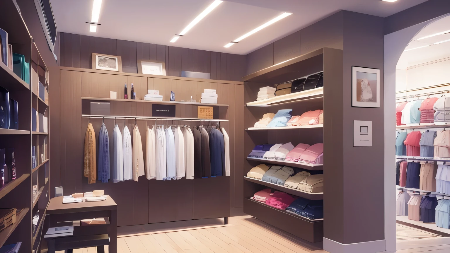 cloth shop、Inside the store、Clothes、wall、illumination
