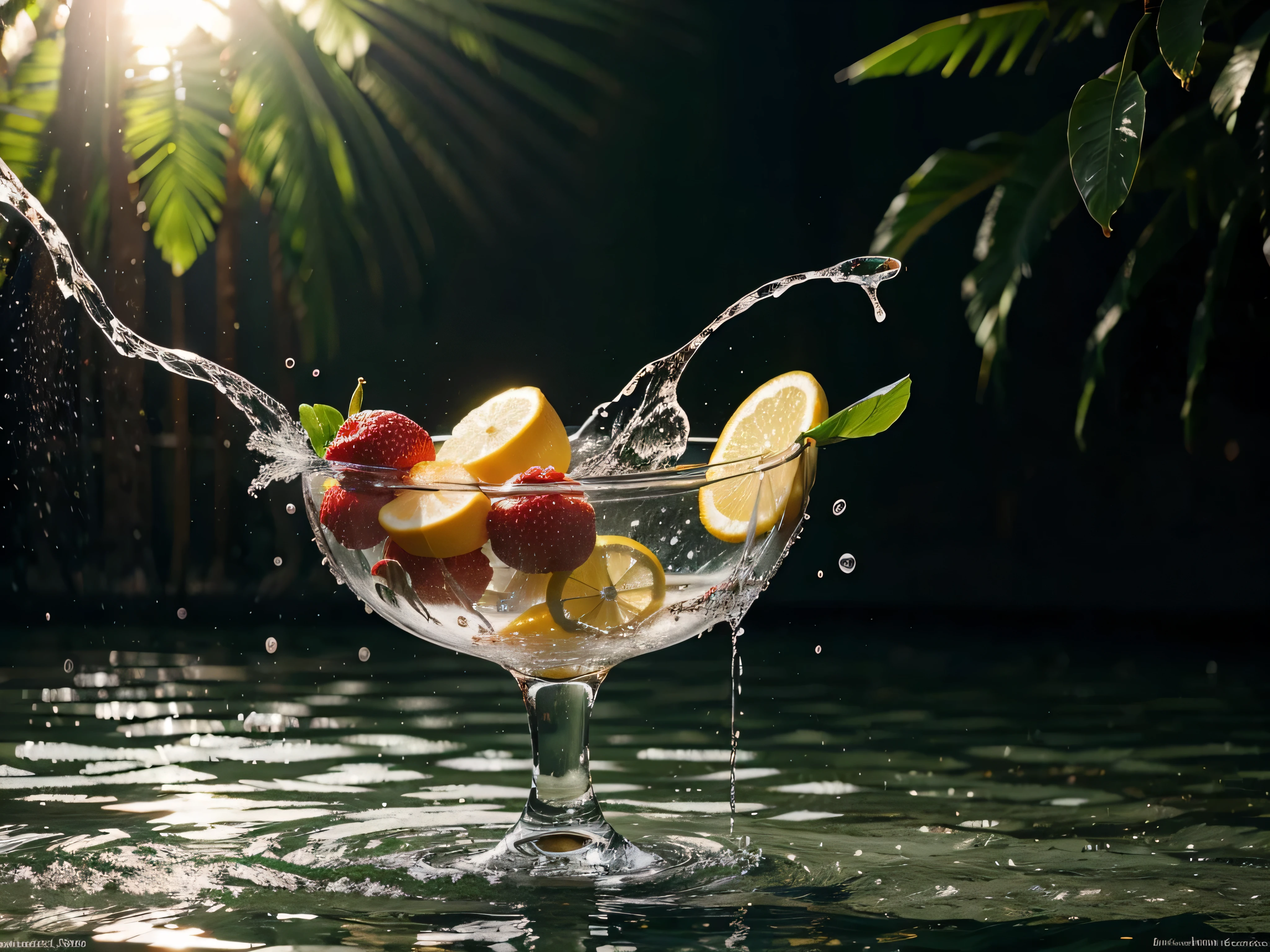 fruits with water splash commercial photo ultra-realistic magazine ads minimalist background