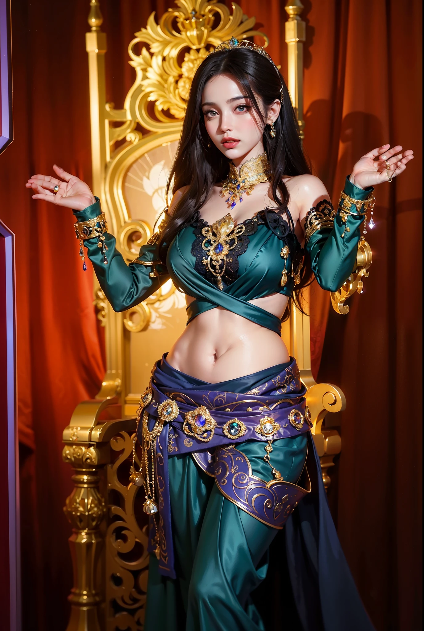 Royal sister,exquisite eyes,Detailed facial expressions,mature body,tall figure,number,Leg length,4K,HD,Sensual,White translucent lace,Fair and plump figure,pretty face,Little cherry mouth,beautiful and delicious(3D royal sister),Gorgeous dress encrusted with gemstones crystal gold diamonds,Five fingers