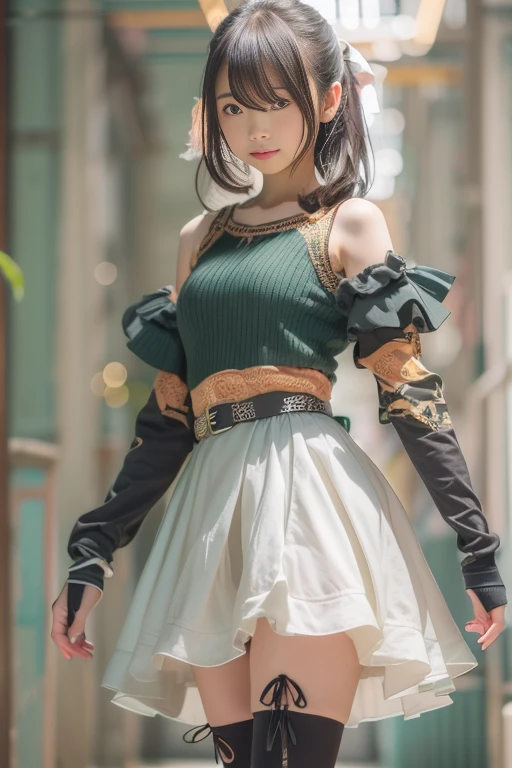 (arms behind back) , masterpiece , top quality , very detailed , 1 person, ((contrasting eyes)) , standing , blouse, skirt , bangs , room , indoor