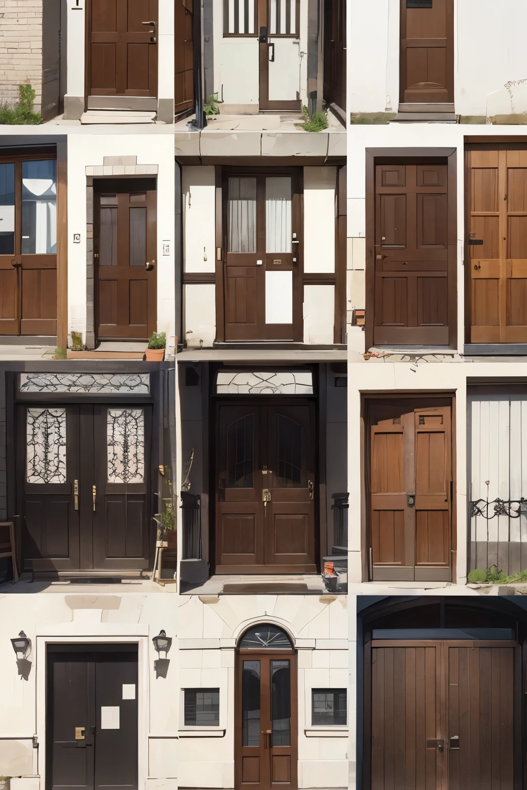 make me a vector image of a collage of doors consisting of 50 rows and 50 columns