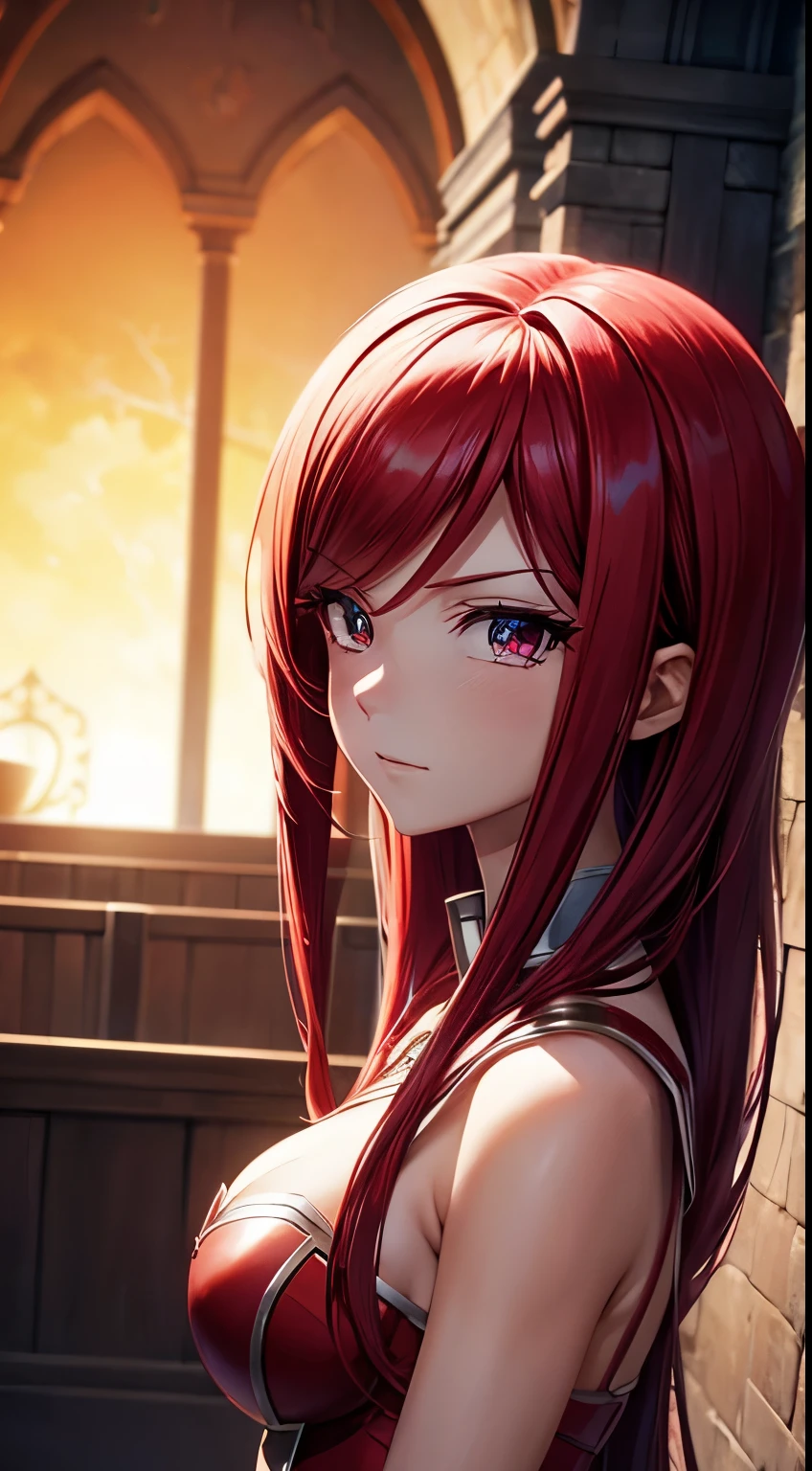 Masterpiace, Erza Scarlet, Anime Fairy Tail, close'up, cinematic lighting