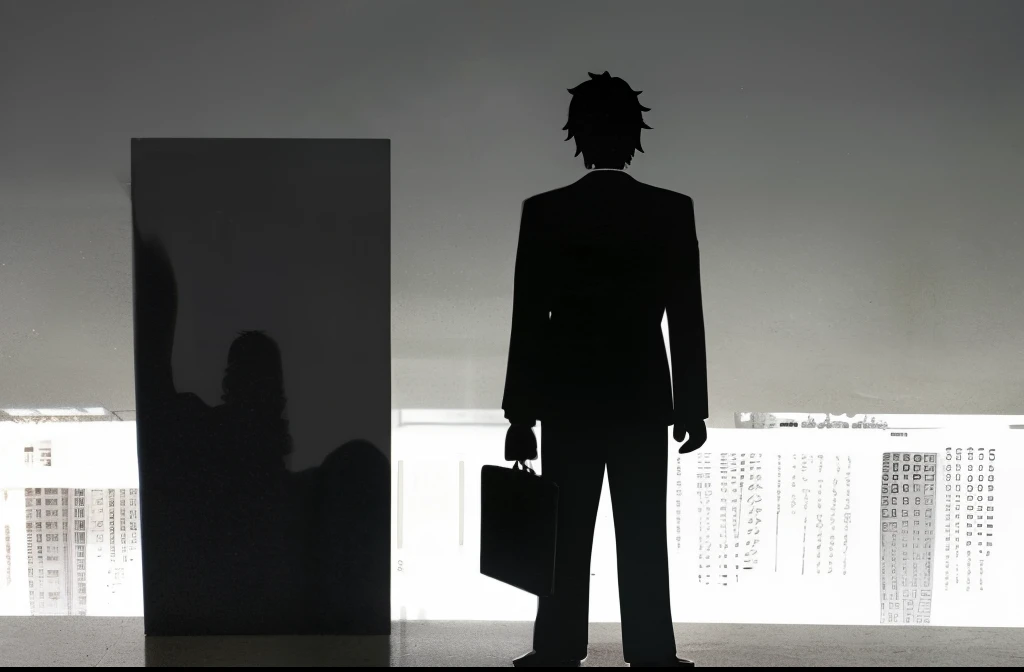 face forward　Male salaryman　standing position　silhouette