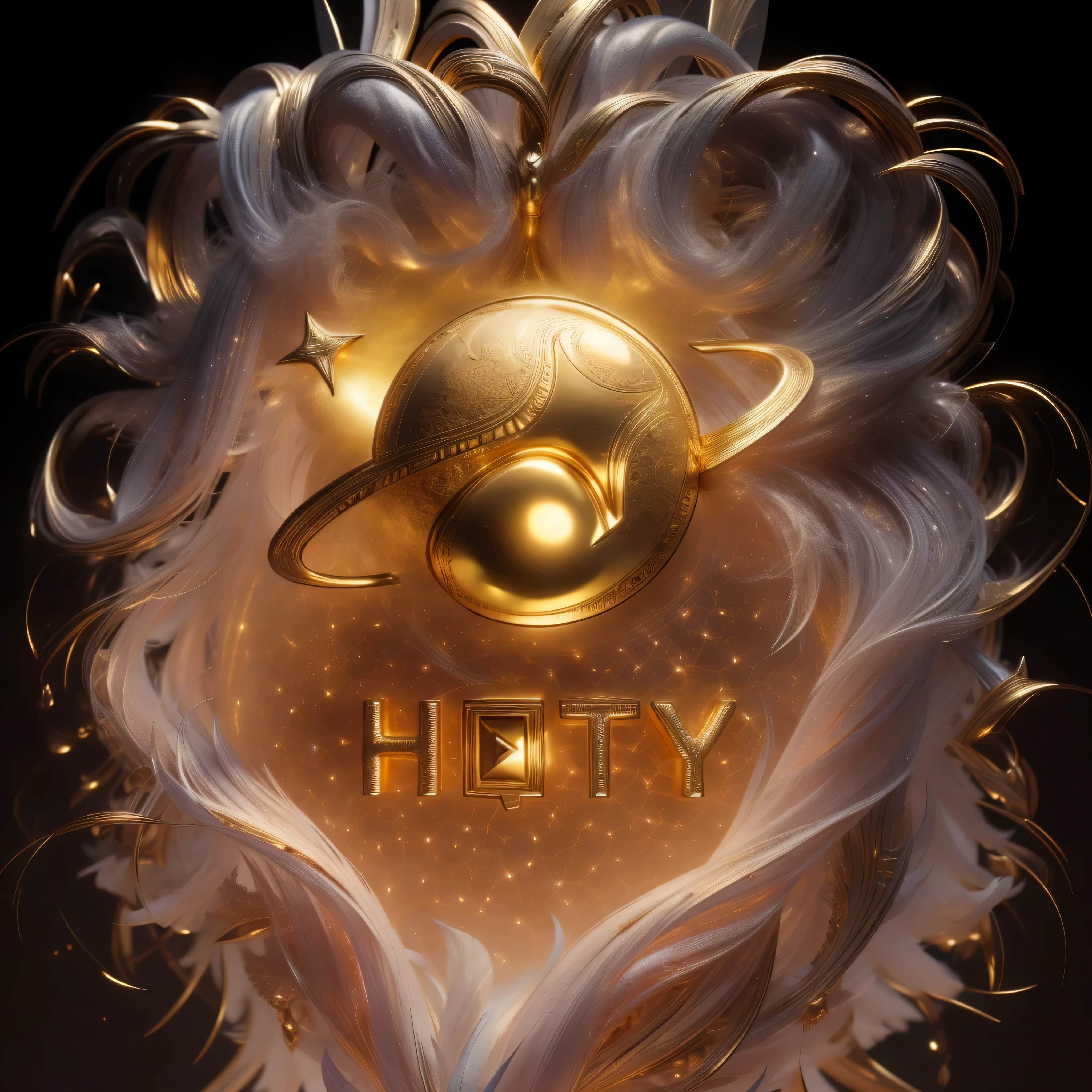 simple pure black background，masterpiece，best quality，super detailed，shiny gold engraving pattern