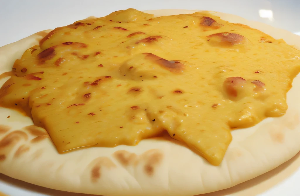 Curry on naan lots of cheese