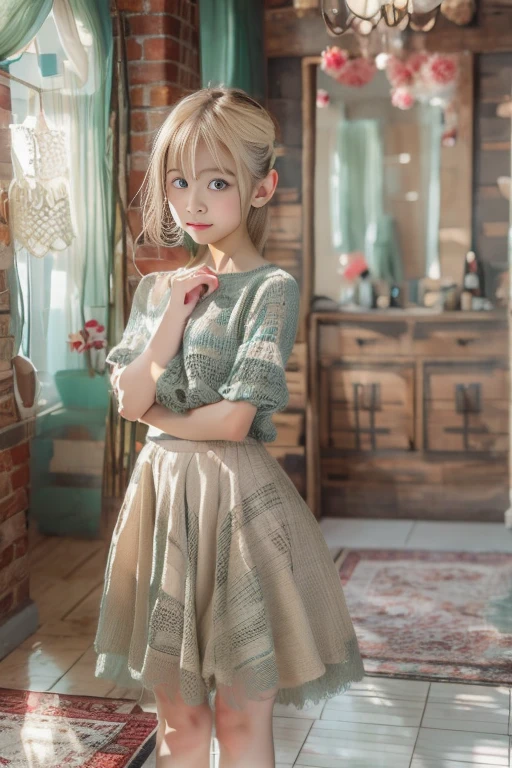 Blonde Hair、Short Mash Hair、Turquoise Eyes、(masterpiece、Highest品質、Highest品質、Official Art、Beautiful and beautiful:1.2)、(One Girl:1.3)、Flat Chest((masterpiece)), ((Highest品質)), (Professional photography:1.2), Cumulonimbus, Summer day, Okinawa, Tropical countries, Asian, (pretty girl), Grin, Thin camisole, (Highest_detailed:1.3), Jerry Pinkney, Quentin Blake, Blooming hibiscus, Botanical pattern, Put your hands behind your head、Show your side