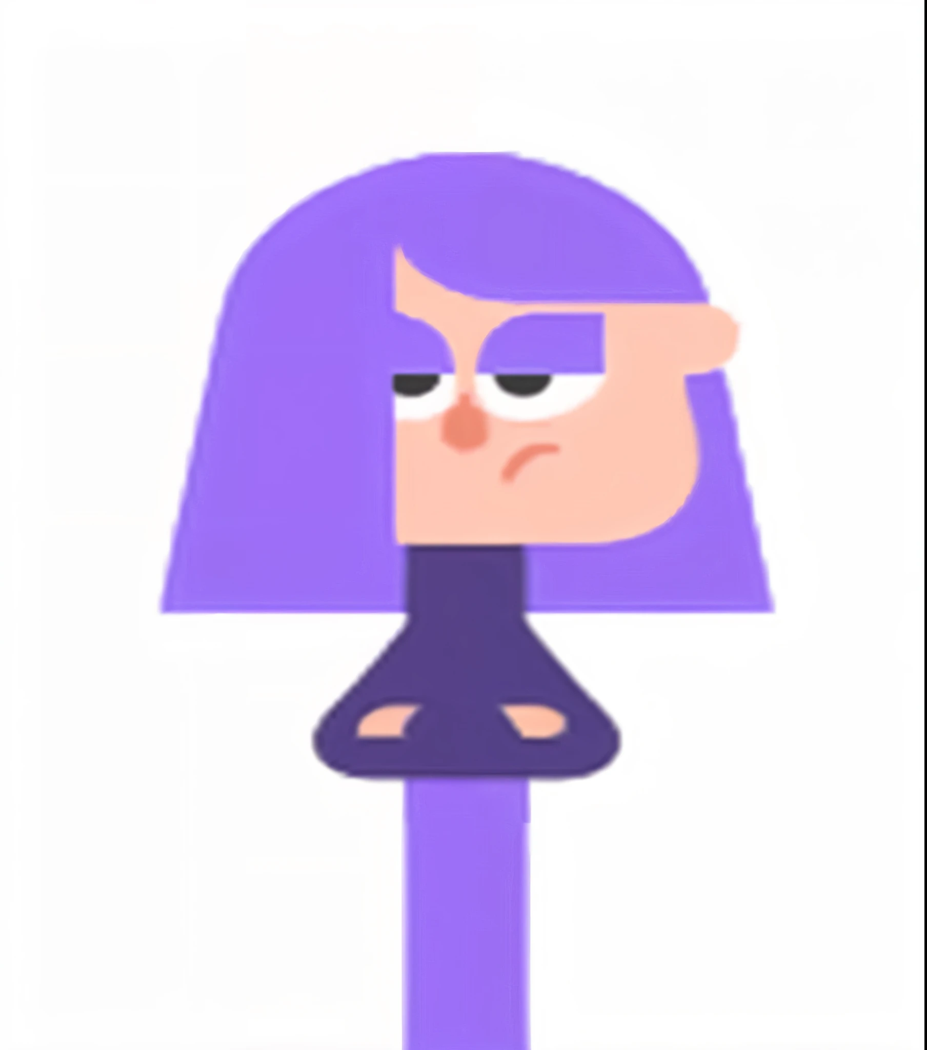 A girl with purple hair, purple eyes, purple turtleneck