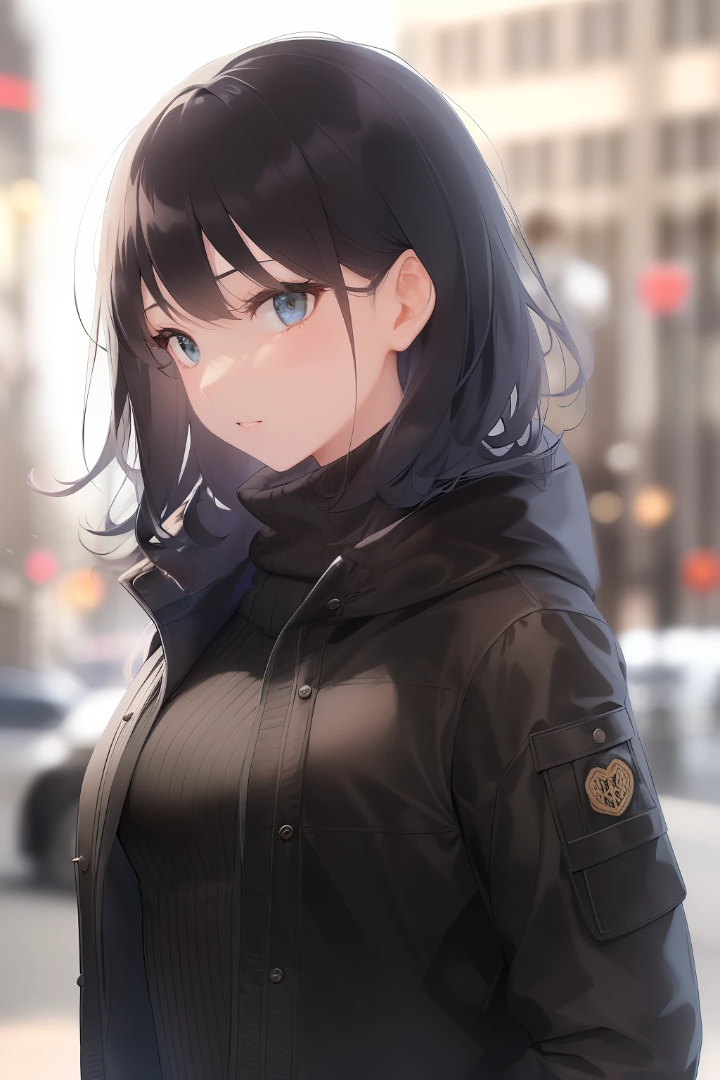 wearing a black turtleneck sweater
