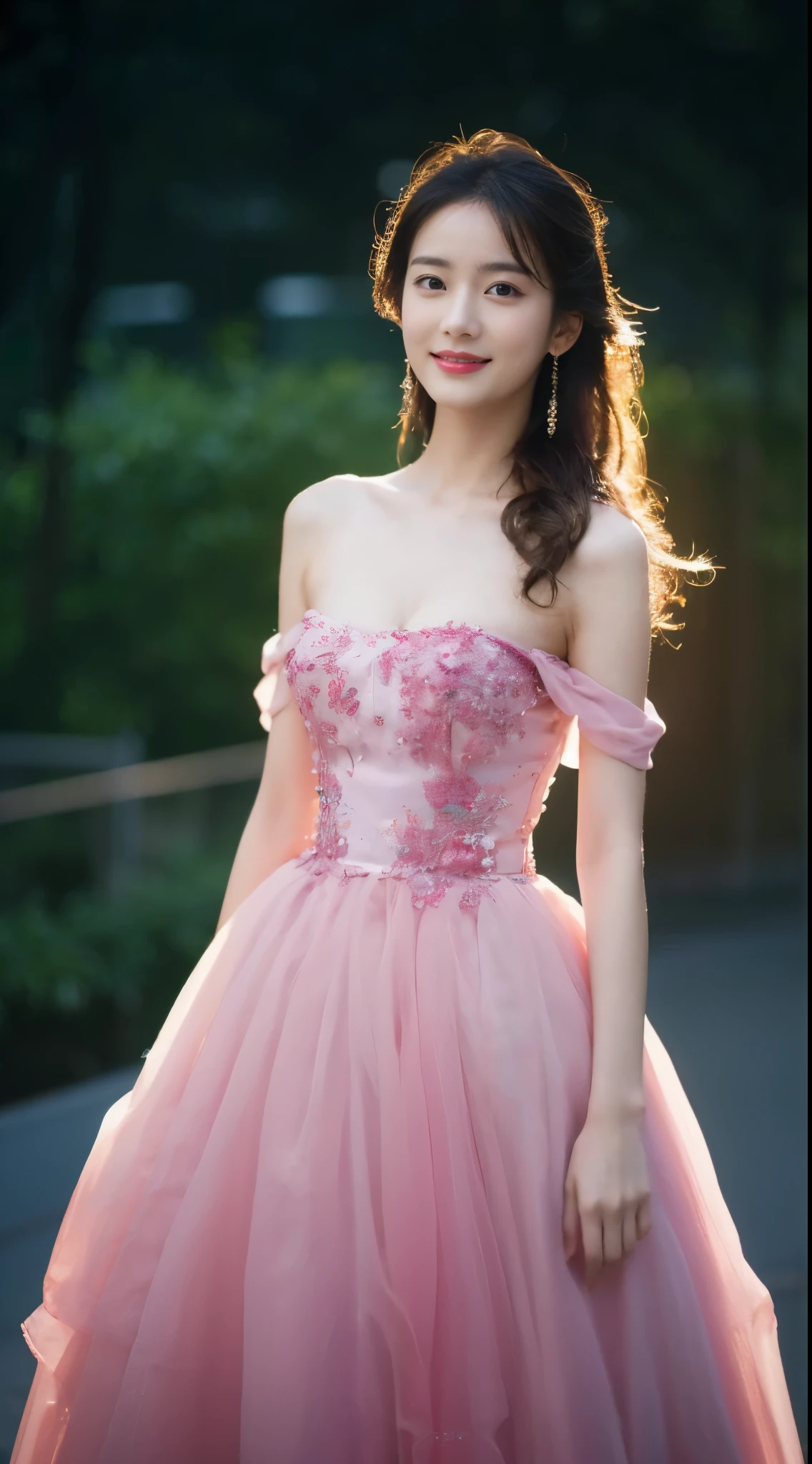 ((Masterpiece, Top image quality, high resolution、alone、shiny skin))(on the table, best quality, actual, super detailed, meticulous, high resolution, 8k wallpaper), Close-up portrait of a beautiful woman, Chariada, smiling, light brown messy hair, Perfect dynamic composition, 美丽meticulous的眼睛, Just like the cover of a fashion magazine, on campus