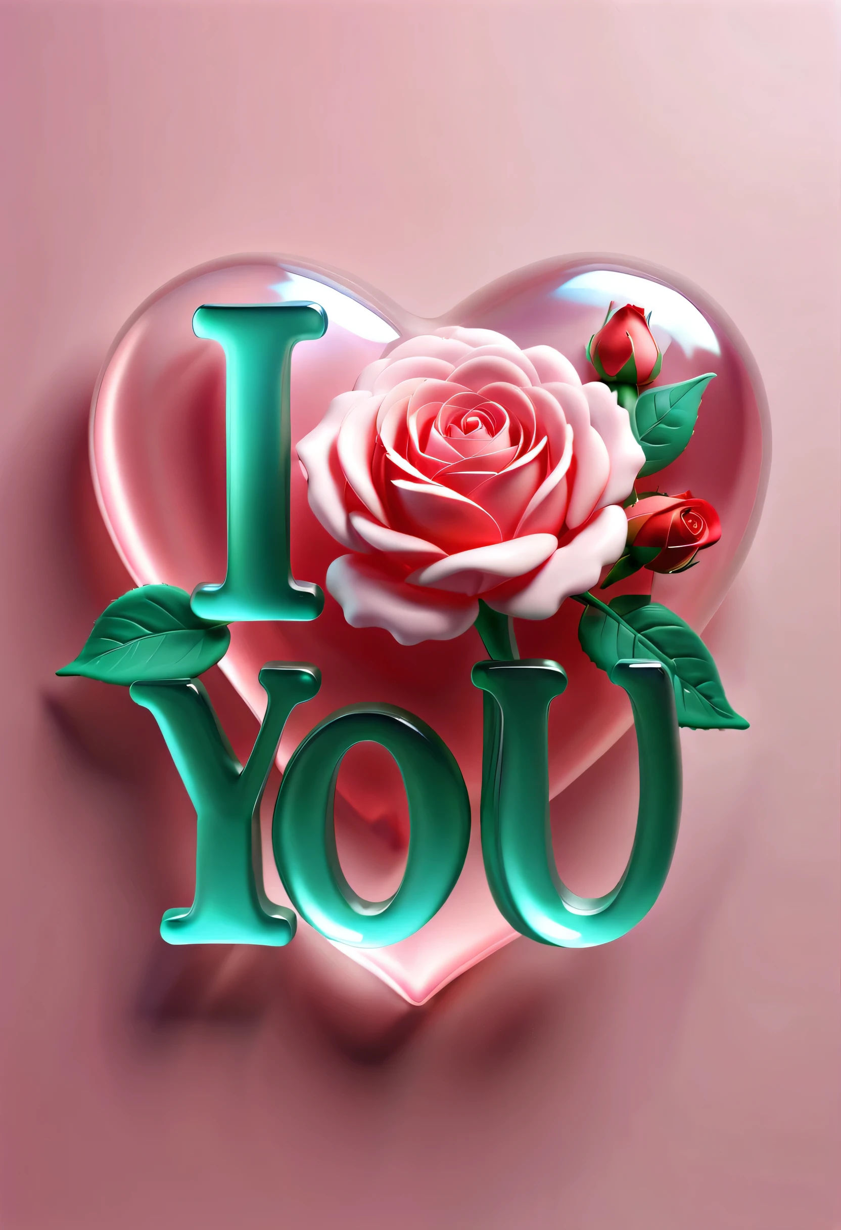 soft，Moderate，embossed bevel，transparent，3D font design &Quote;I love you&Quote;，Colorful fantasy background，Valentine's Day theme，Rose，delicious，jello，liquid，weight