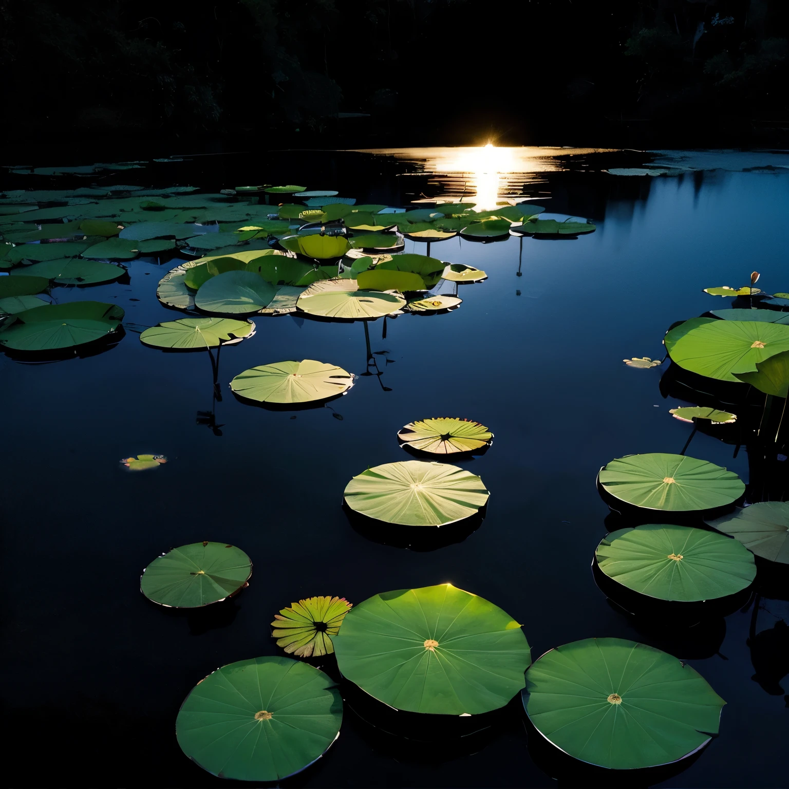 Lotus lotus pond moonlight ink painting style