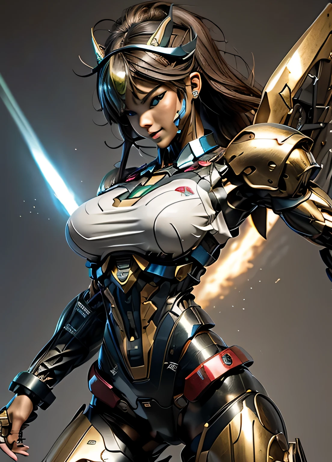 rough skin, Super detailed, advanced details, high quality, 最high quality, High resolution, 1080P, hard disk, beautiful,(cyborg),(Missiles from the chest),(Machine gun from both hands),beautifulcyborgの女性,メカcyborg少女,battle mode,Mecha body girl,彼女は武器を持ったバトルcyborgメカを身に着けています,full body shot、luscious lips, (smoky eye makeup:0.85), (big and full breasts:1.5),
