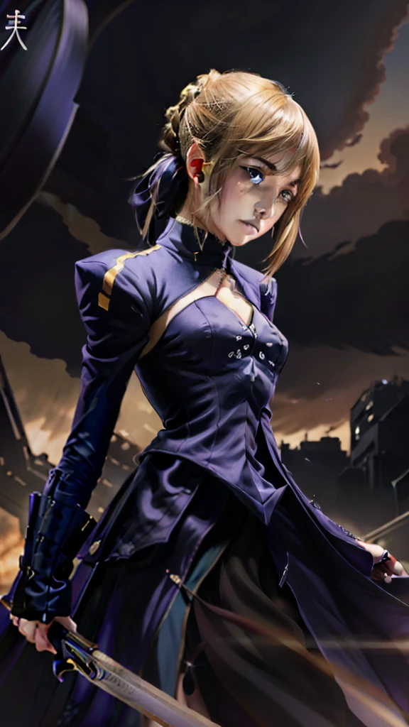 anime girl with sword and purple roses in the background, artgerm and atey ghailan, fate grand order, fate / stay night, highly detailed exquisite fanart, detailed digital anime art, clean detailed anime art, anime girl wearing a black dress, anime style like fate/stay night, 2b nier automata, rossdraws sakimimichan