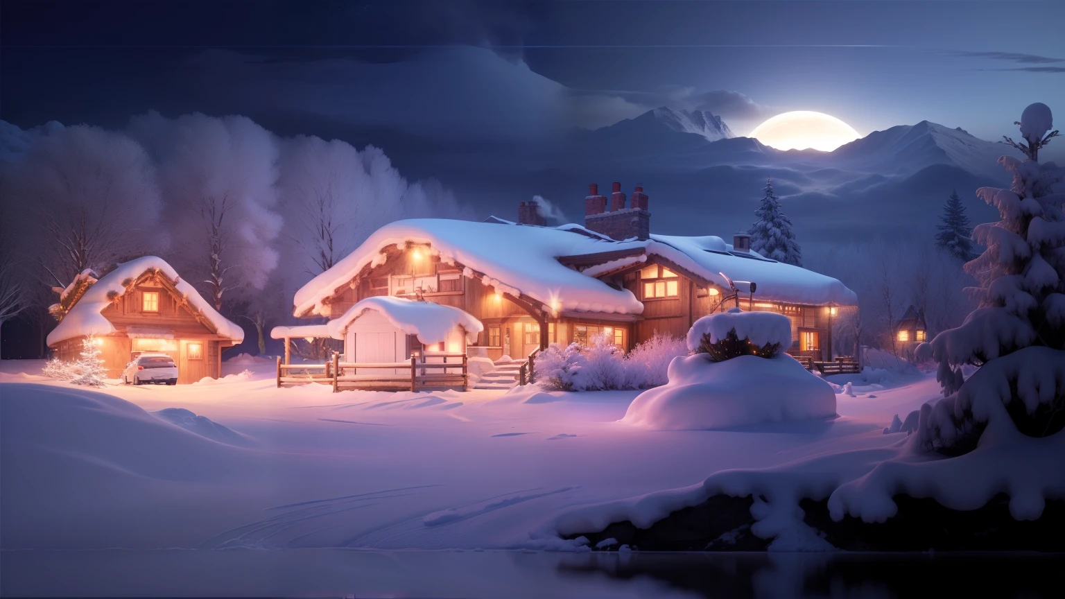 3d animation,eyey night scene with a house and a eyeman in the foreground, eyey winter christmas night, winter scene fantasy, winter wonderland, cottage core!!, Cosy enchanted scene, eyey winter, winter environment, winter in the eye, Beautiful house,village, Winter Nights, eye glow, eyey winter scene, eyey night, very magical and dreamy, in the winter, (eye),사람 eye높이에서 바라본다.
