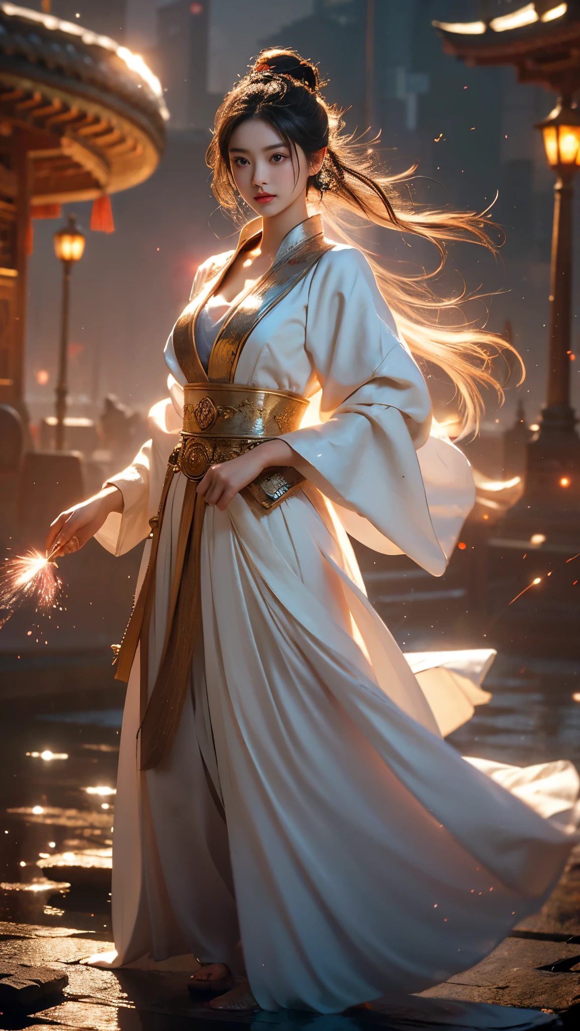 weapon,cleavage,(magic circle:1.1),xiuxian, (genshin impact), (masterpiece, best quality:1.2), 1 girl, alone, In the depths of Wonderland,The moonlight falls like water,foggy room,The figure of the heroine is vaguely visible,Just like the fairy in the painting,Slender sexy legs,very nice legs,Show sexy legs,big breasts,美丽而又带着一丝mystery的色彩。Her face is beautiful and delicate,Like finely carved jade,Showing otherworldly beauty。The eyebrows are picturesque,The waves in my eyes are like twinkling stars,Show the light of perseverance and wisdom。The bridge of the nose is straight,Lip color like cherry,The slightly raised corners of the mouth reveal confidence and calmness。Her face is well defined,The skin is as fair as jade,Reveals a healthy glow,Just like fairies, She never eats fireworks in this world。Her makeup is light and delicate,Not too much embellishment,But enough to show her temperament and charm。Light-colored foundation brings out the transparency of the skin,A light eyebrow pencil outlines her perfect eyebrow shape,Eye makeup is eye shadow and eyeliner,Make her eyes brighter and more energetic。嘴唇涂上grace的口红,Adds a bit of charm and sophistication。她的衣服grace别致,Clothes fluttering,It seems like it will be blown up by the wind at any time,drifting into the distance。既不失grace,Also showed off her extraordinary skills。Rocking with her movements。Her hair is tied back casually,Secure it with a hosta,A few strands of hair flutter gently in the wind,Adds a bit of softness。Her figure is looming in the fairyland,宛如一道big breasts美丽的风景线,Attracted everyone's concern。She seems to be a fairy in wonderland,big breasts美丽、grace、mystery、and full of power。