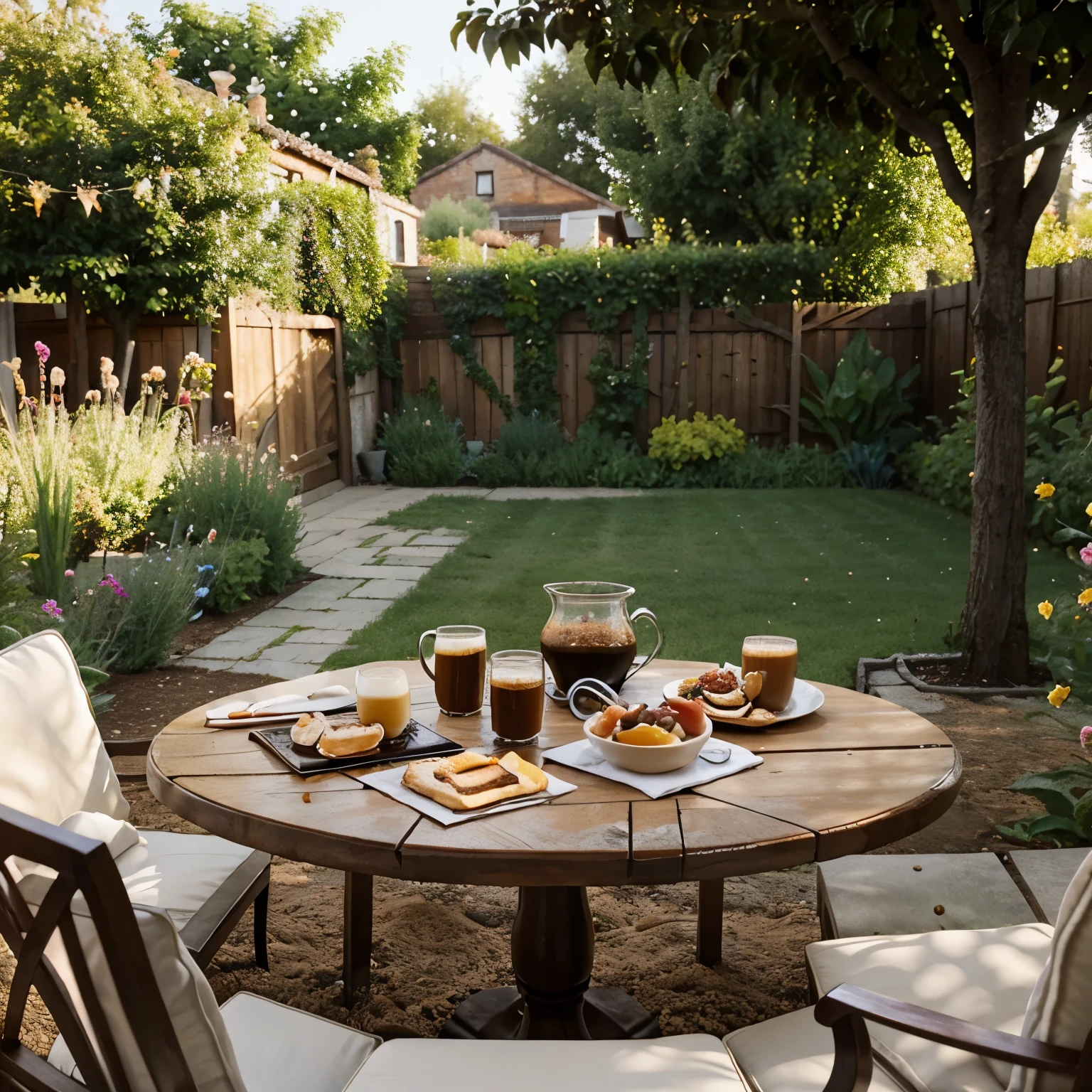Coffee and breakfast in the garden.No person is included.just coffee and breakfast.
