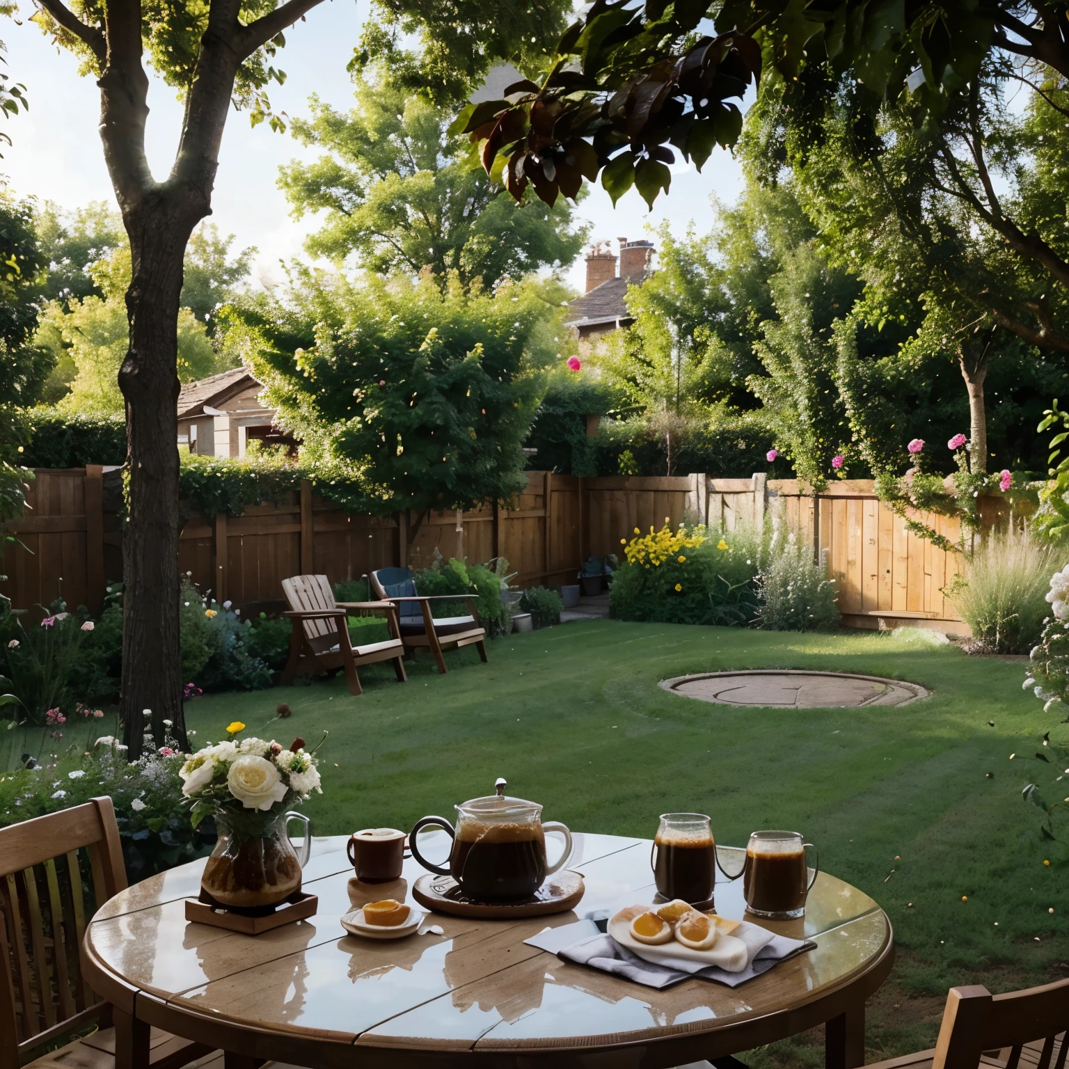Coffee and breakfast in the garden.No person is included.just coffee and breakfast.