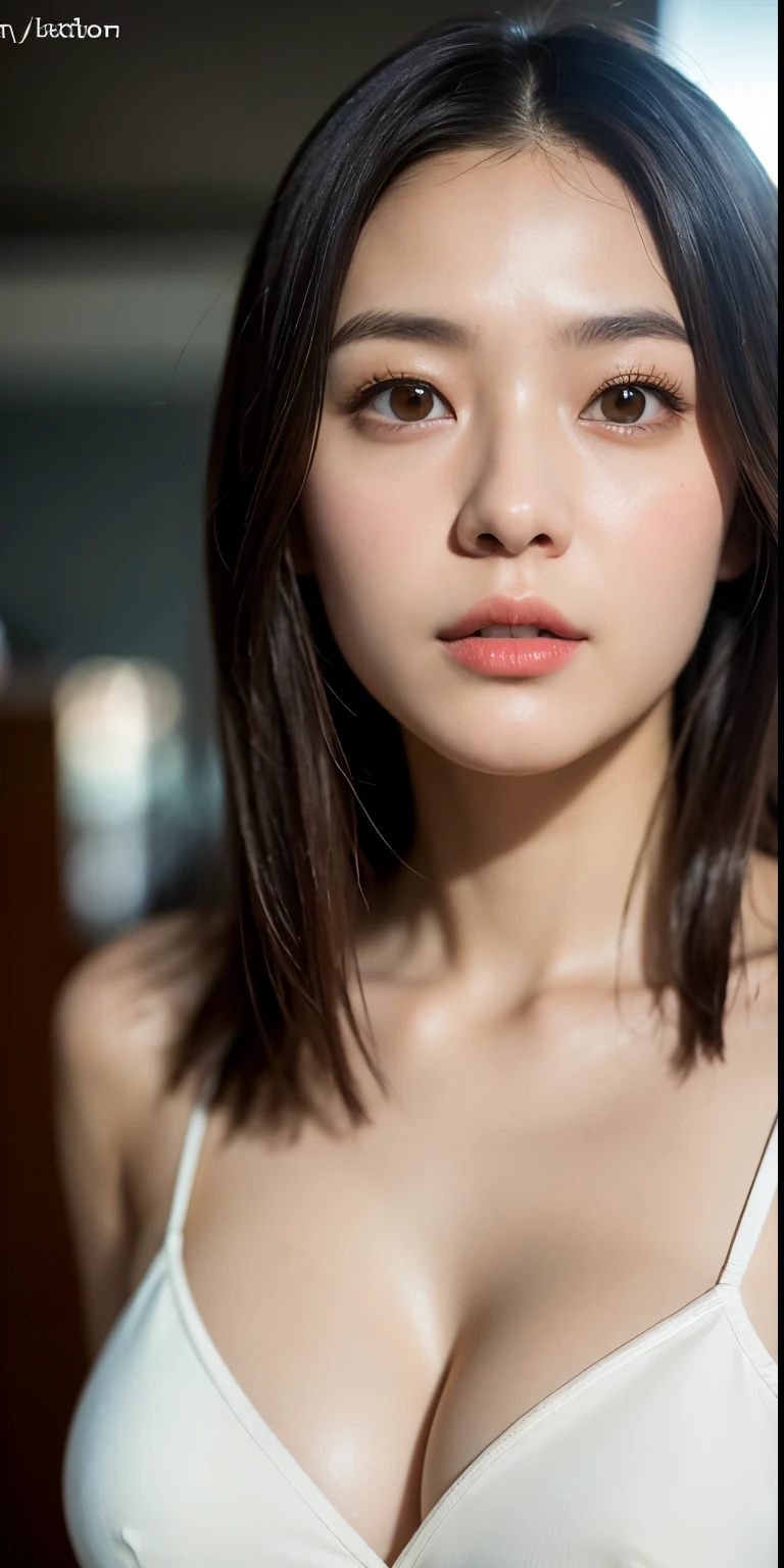 Highest quality、Ultra-high resolution、(Realistic:1.4)、((Full nudity))、Beautiful Eyes、Beautiful breasts、Realistic skin texture、Thin pubic hair、NSFW, 8K quality, 8K Ultra, 10x more pixels、Highly detailed cute face、Detailed lips、Fine grain、double eyelid、Natural Makeup、（Kind eyes）、（Cute Girls）、Perfect balance、Short Hair、Bedroom、((Expression of pleasure))、((Very soft breasts))、((Realistic skin type))、((Realistic Skin))、(Saggy breasts)、((having sex with me))、((Sense of presence))、(Very realistic)、((Close-up of face))