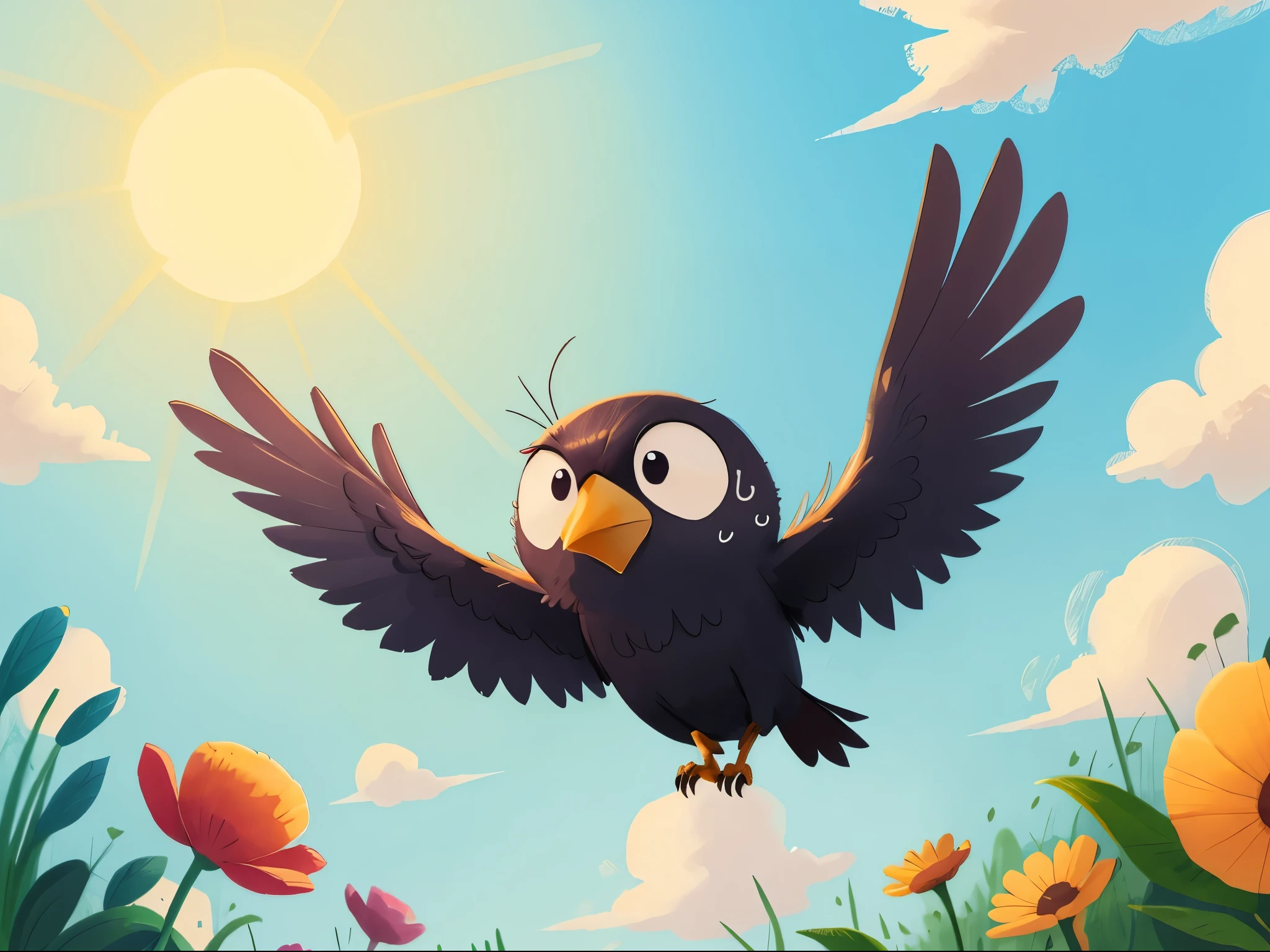 One is sweating,flying crow