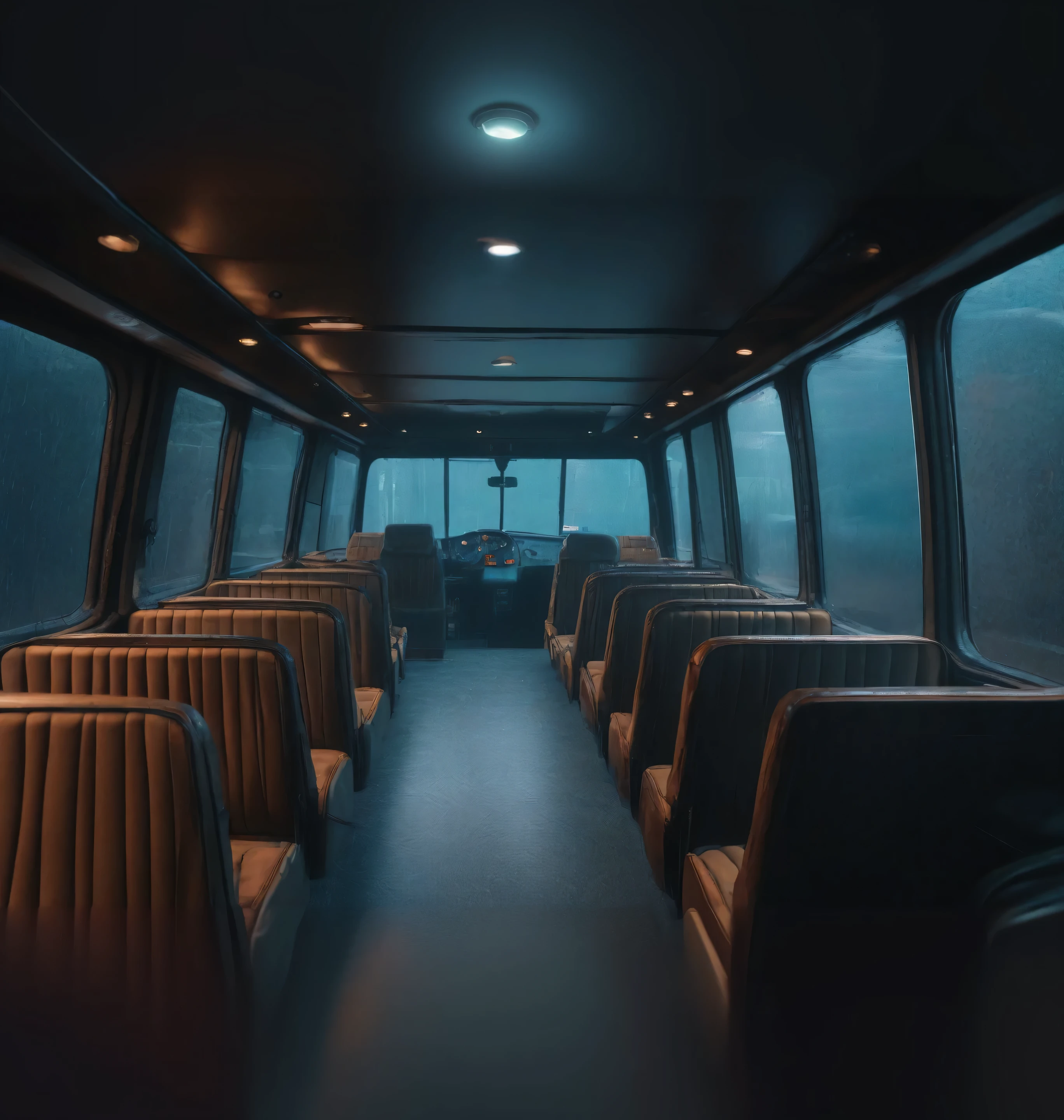 empty bus, night, darkness, a nightmare