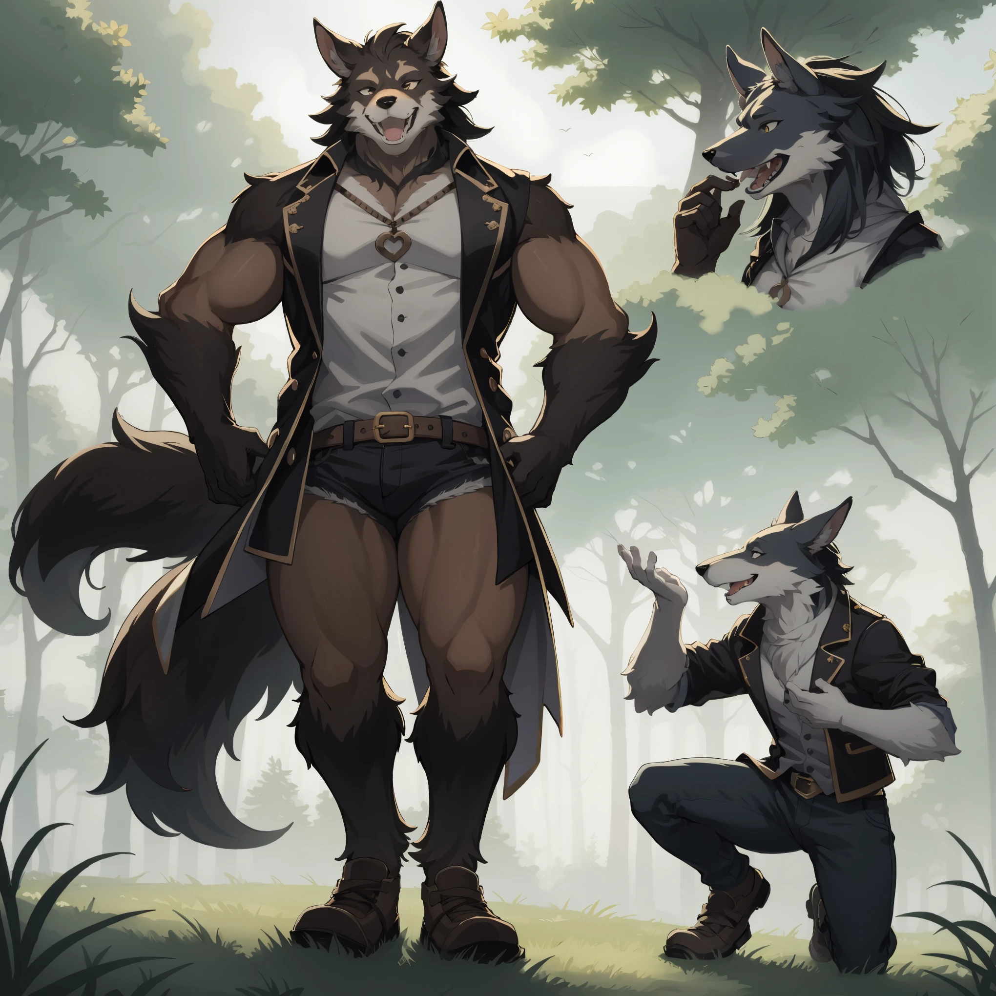 highres, unparalleled masterpiece, absurdres, love story of human  girl and giant Werewolf, pair, Height difference, Physical difference, perfect anatomy, smile, joyful, play with, smile, happy, facial expressions, full body,