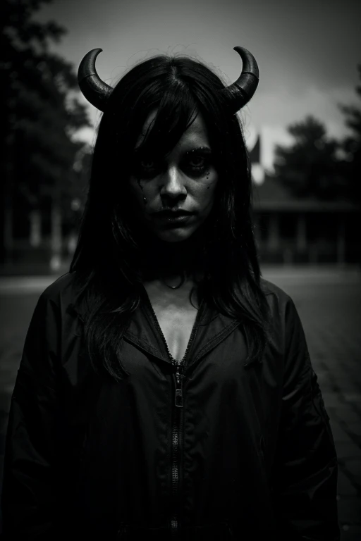 abstract dark, monochromic, high contrast, scary creature on the background, demon