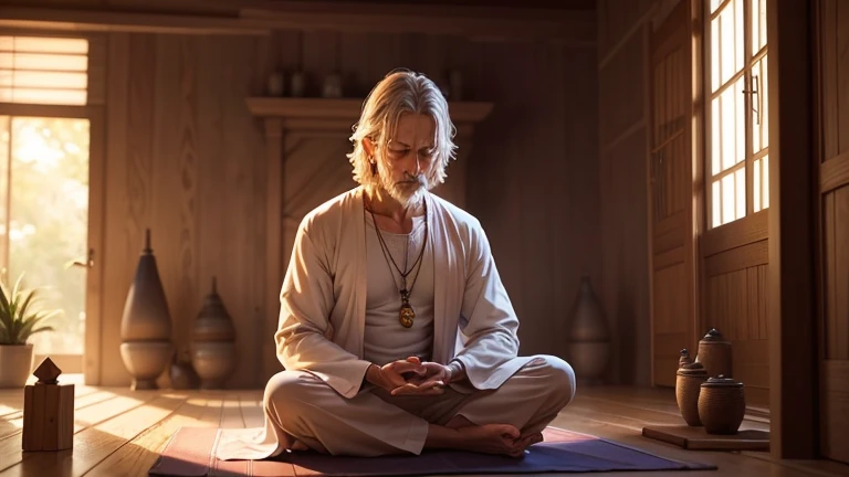 image of a wise man meditating deeply