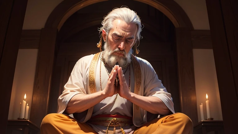 image of a wise man meditating deeply