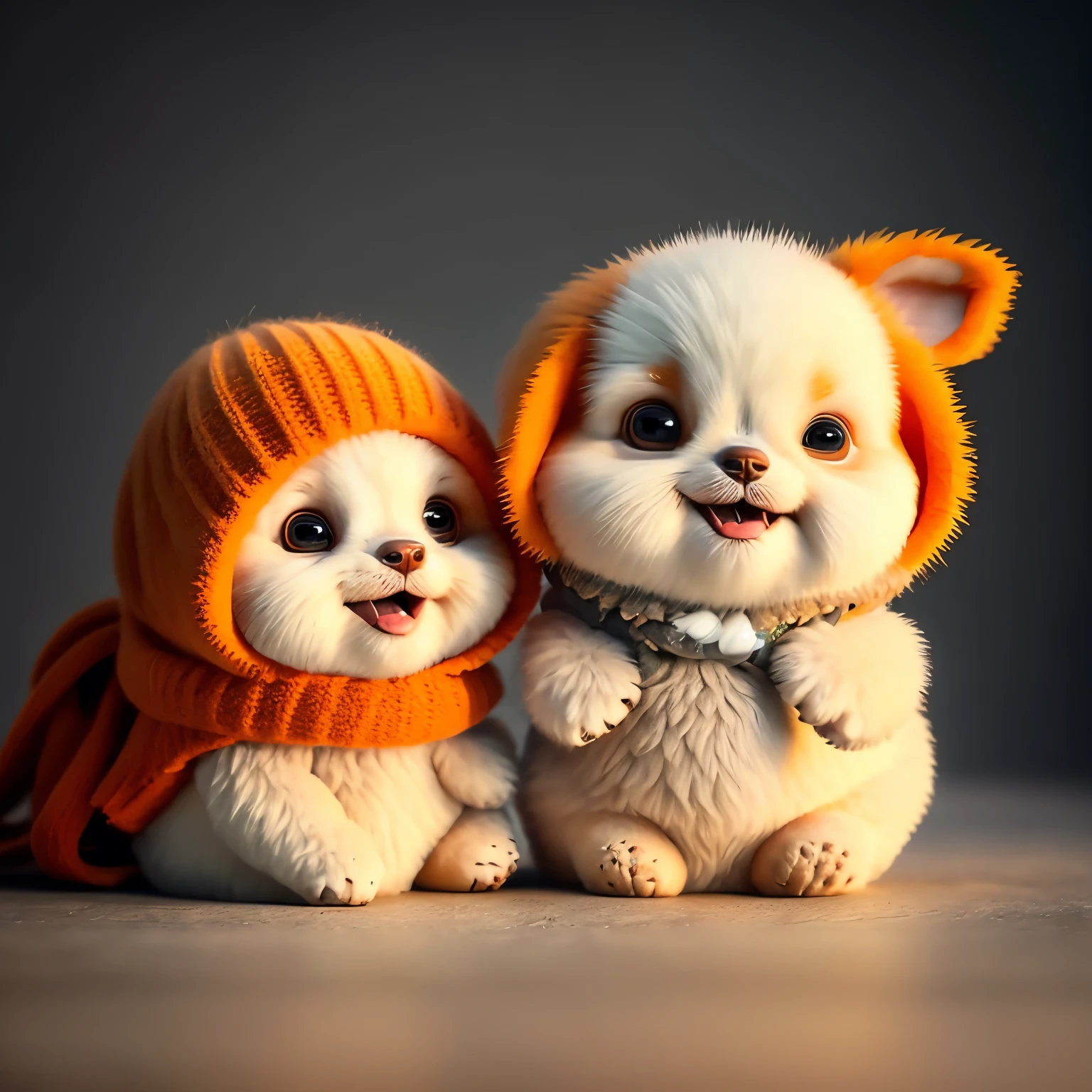 dog, orange, Chubby, corgi, no_human, Depth of bounds written, Disney  style, dark_grams, DRK dressed up_grams, deep shadow, (dark: 1.4), (8K, RAW photo, highest quality, masterpiece: 1.2), happy expression