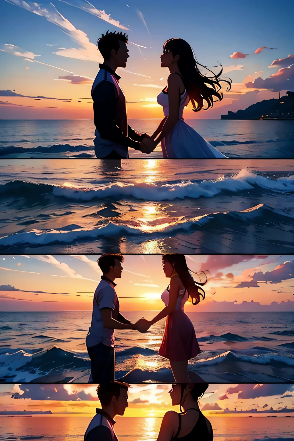 arafed couple kiss on the beach at sunset with the 太阳落山ting, gorgeous Romantic sunset, Romantic!!!, Romantic couple, Romantic, couple kiss, User photo, kiss, lovely kiss, with sunset, kiss together, under beautiful sunset