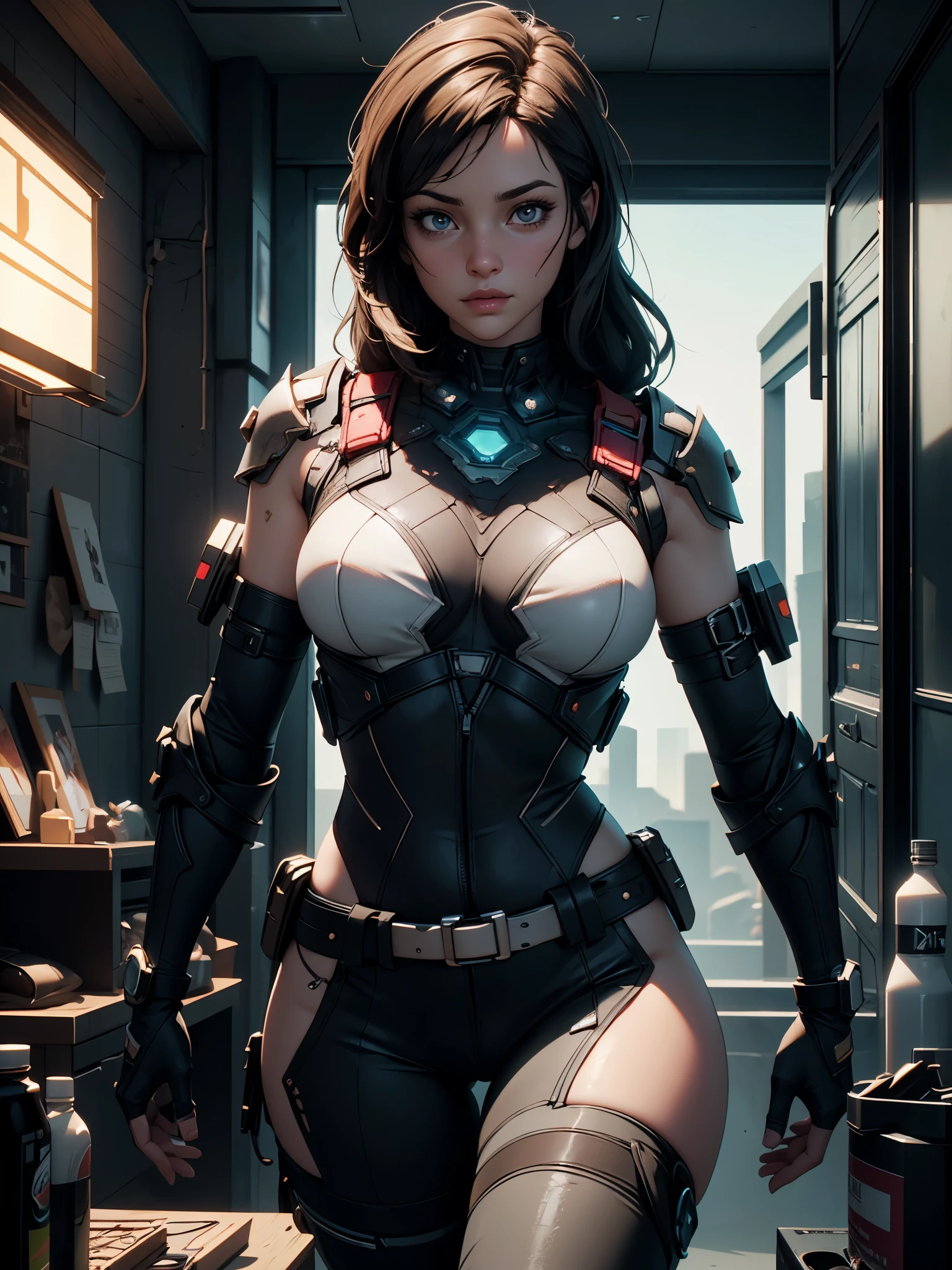 ((Best quality)), ((masterpiece)), (detailed:1.4), 3D, an image of a beautiful cyberpunk female,HDR (High Dynamic Range),Ray Tracing,NVIDIA RTX,Super-Resolution,Unreal 5,Subsurface scattering,PBR Texturing,Post-processing,Anisotropic Filtering,Depth-of-field,Maximum clarity and sharpness,Multi-layered textures,Albedo and Specular maps,Surface shading,Accurate simulation of light-material interaction,Perfect proportions,Octane Render,Two-tone lighting,Wide aperture,Low ISO,White balance,Rule of thirds,8K RAW,, smirk, seductive