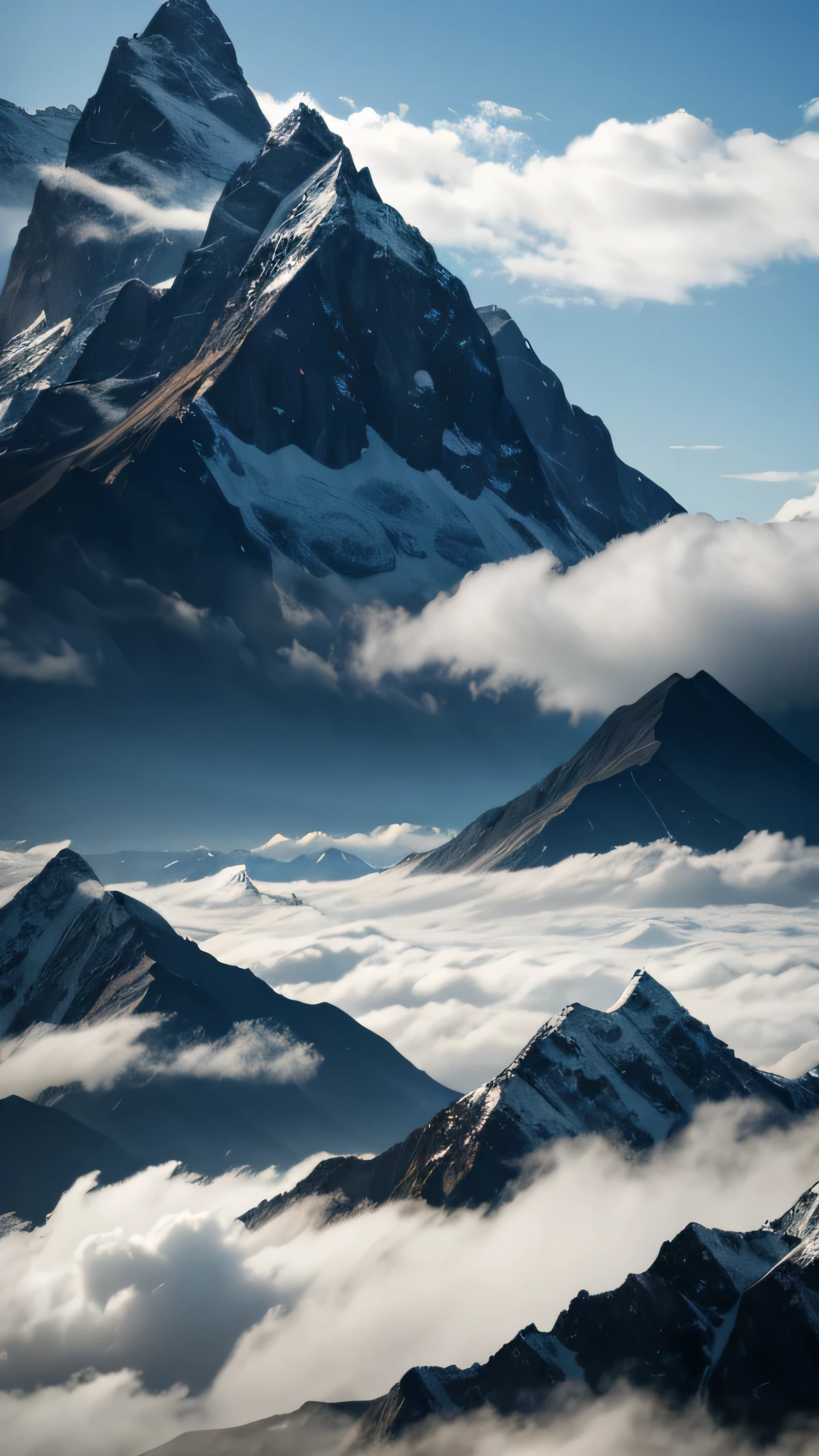majestic mountain々is surrounded by clouds