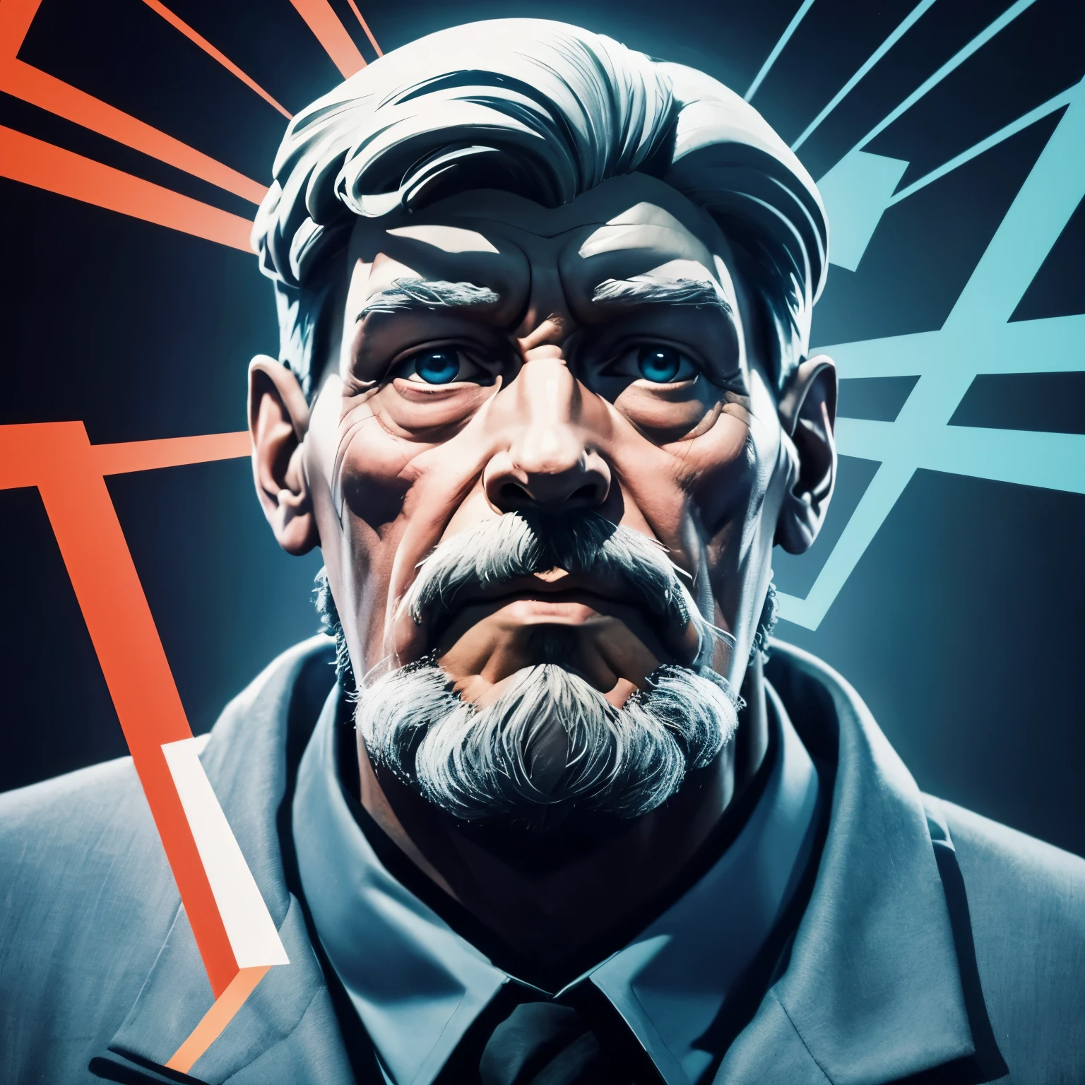 1984 George Orwell end. Winston gets brainwashed into Loving big brother. Abstract.