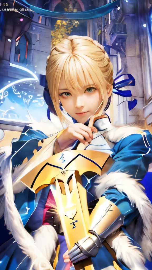 a picture of a woman in a blue dress holding a sword, artoria pendragon, fate grand order, anime style like fate/stay night, alicization, shadowverse style, isekai, fate / stay night, inspired by Li Chevalier, fate stay night, popular isekai anime, light novel cover art, detailed key anime art, key anime art