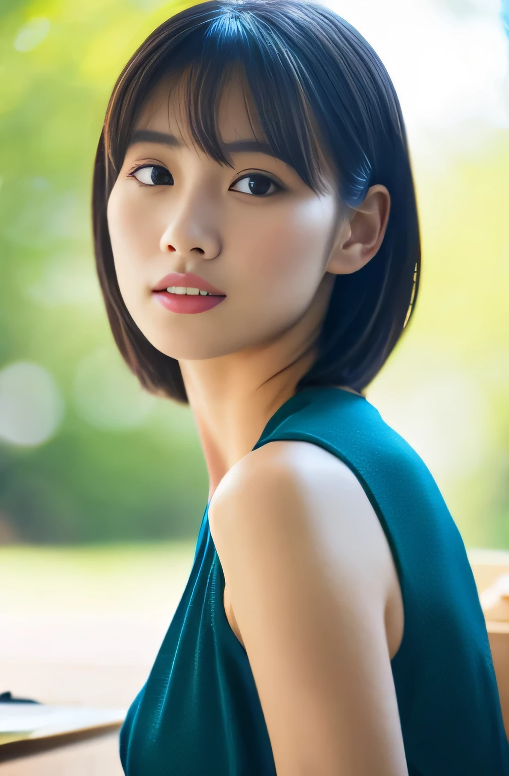 table top, highest quality, shape, Super detailed, finely, High resolution, 8k wallpaper, Beautiful woman at 30 years old,sexy,Japanese、short cut hair、leotard