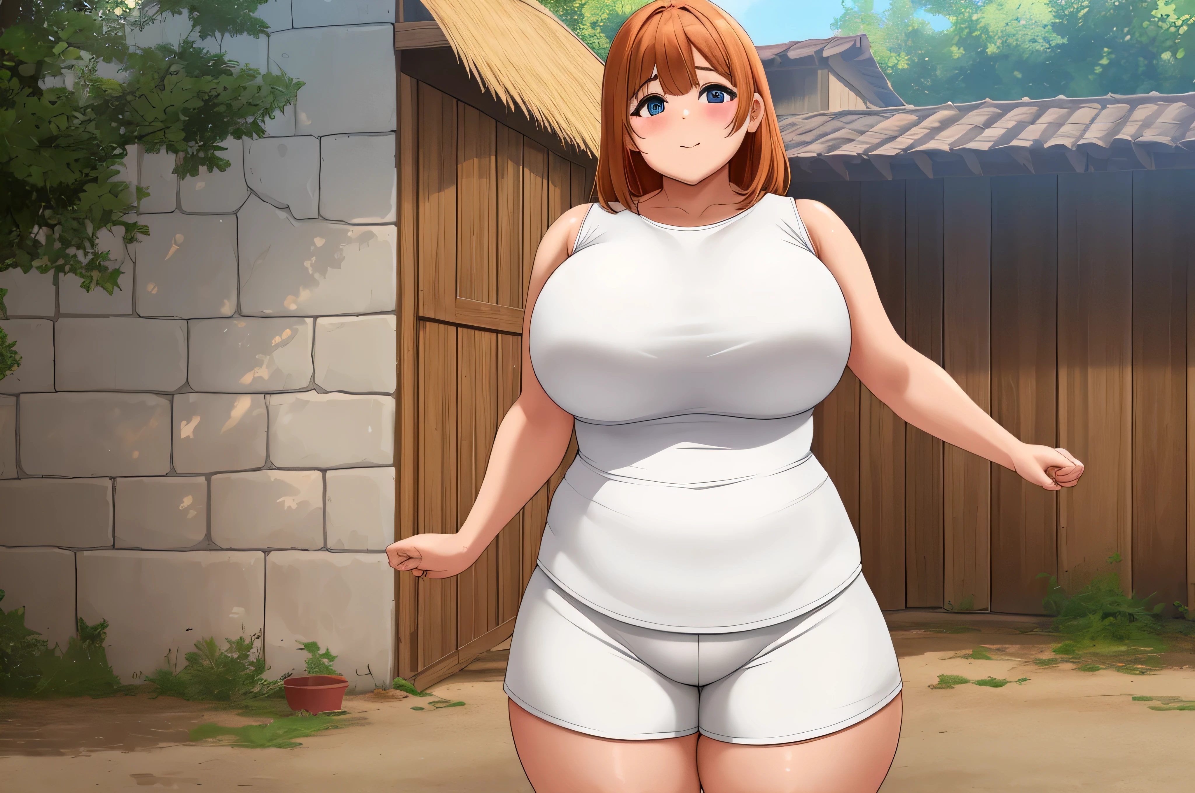 obra de arte,linda modelo feminina, cowboy baleado em de 30 anos,Kousaka honoka, Cabelo longo, shorts rosa quente, top branco, andando, ao ar livre,pernas de thicc,seios grandes,umbigo, cabelo laranja, curvado, muito gordo, quadris largos, enorme, coxas grossas e macias, muito gordo flabby arms, Realistic lighting, alto detalhe, Rosto detalhado, sombreamento realista, rolos de gordura, Tamanho Enorme, seios gigantescos e enormes transbordando de gordura, decote enorme, pesado, mais tamanho, everything is fat, textura macia, lindos olhos grandes, semi-realista, dynamic angle, muito gordo, fat arms