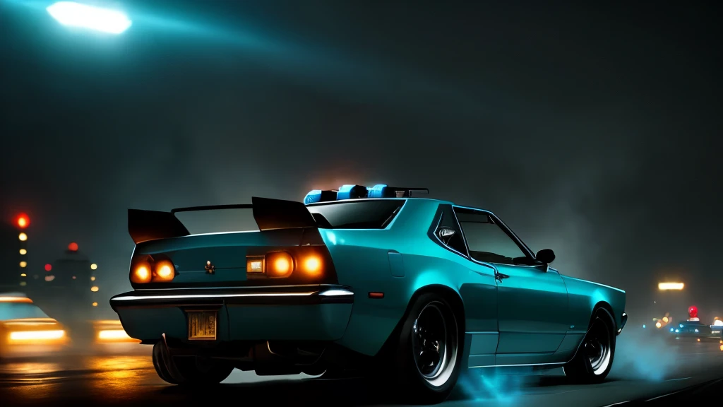 A lowered FC3S drifting through the night city (((cinematic lighting))), force, Chrome plating, soft movie-like light, adobe lightroom, photo lab, HDR, Immeasurable details, photorealism, professional photography, dynamic scene, dynamic lighting, 8k, motion blur, dust, ArtStation Trends, very detailed, (very detailed), Style Frames, wearing crown, unreal engine, octane rendering,、The vehicle height is so low that the body almost touches the ground、((A blue aura is emitted around the car.)).Shooting from an oblique top