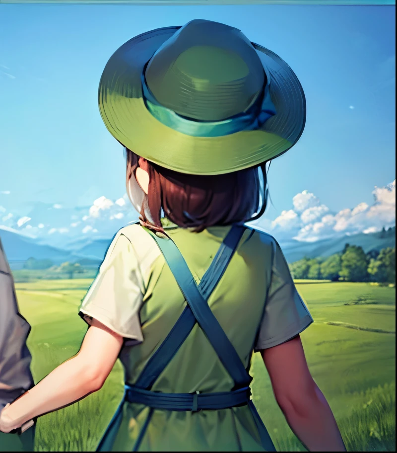 A beautiful, serene landscape of meadows and fields with clear blue skies, vivid colors, professional, sharp focus, physically-based rendering. The scene is bathed in warm golden sunlight, creating a peaceful atmosphere. [oil painting] [impressionist style] The landscape is dotted with colorful wildflowers, swaying gently in the breeze. [blooming flowers] [colorful wildflowers] [gentle breeze] In the distance, a tranquil river meanders through the fields, reflecting the vibrant shades of green from the surrounding nature. [meandering river] [reflecting nature] [serene water] In the foreground, a lone tree stands tall, its branches reaching towards the sky. [solitary tree] [reaching branches] The tree provides a sense of stability and adds depth to the composition. Overhead, a flock of birds soars through the air, their graceful movements creating a sense of freedom and tranquility. [flying birds] [graceful movements] The whole scene evokes a feeling of peace and harmony, inviting the viewer to immerse themselves in the beauty of nature.