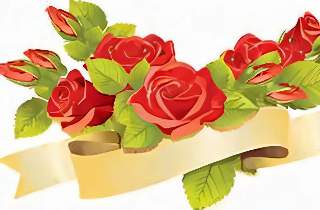 Rose and a ribbon with a ribbon on a white background, blonde, ribbons and flowers, decorative Rose, red Rose, Rose, Rose background, ribbon, for beauty, Rose background, Roseの絡み, Link, very stylized, marker」, 🎀 🗡 🍓 🧚, red Rose at the top, elegant!!, 赤いRose, white and red Rose