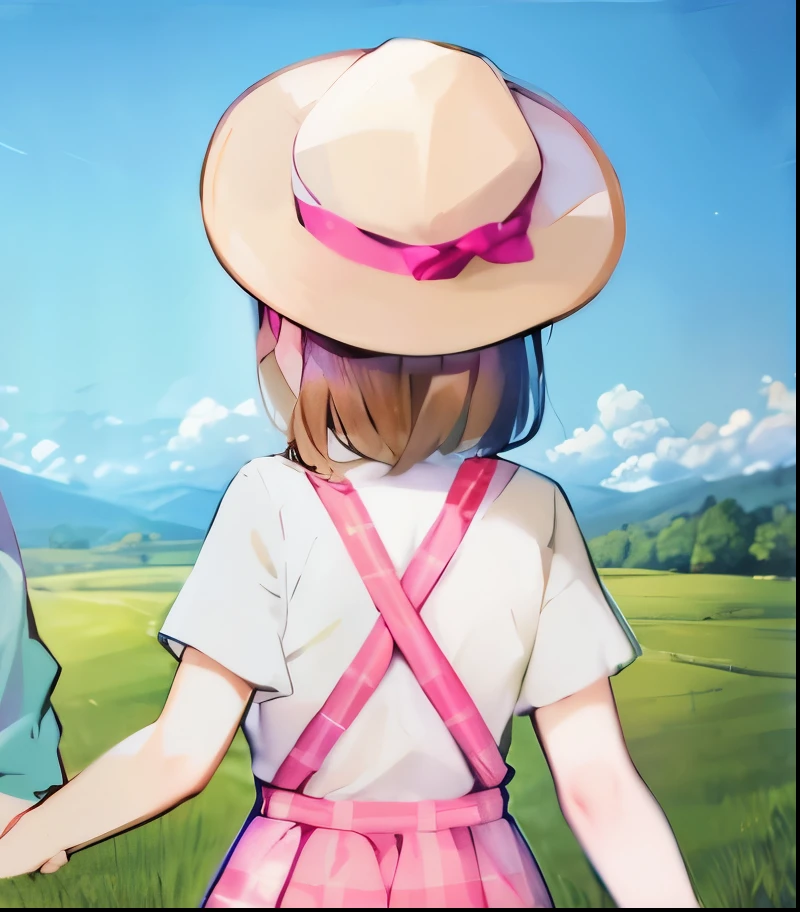 Clear sky, sunbeam, pink striped skirt