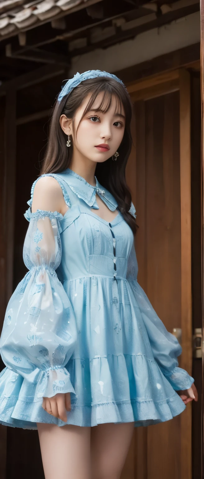 suspicious idol、whole body、good style、、、、、ghost pattern mini dress、Haunted house