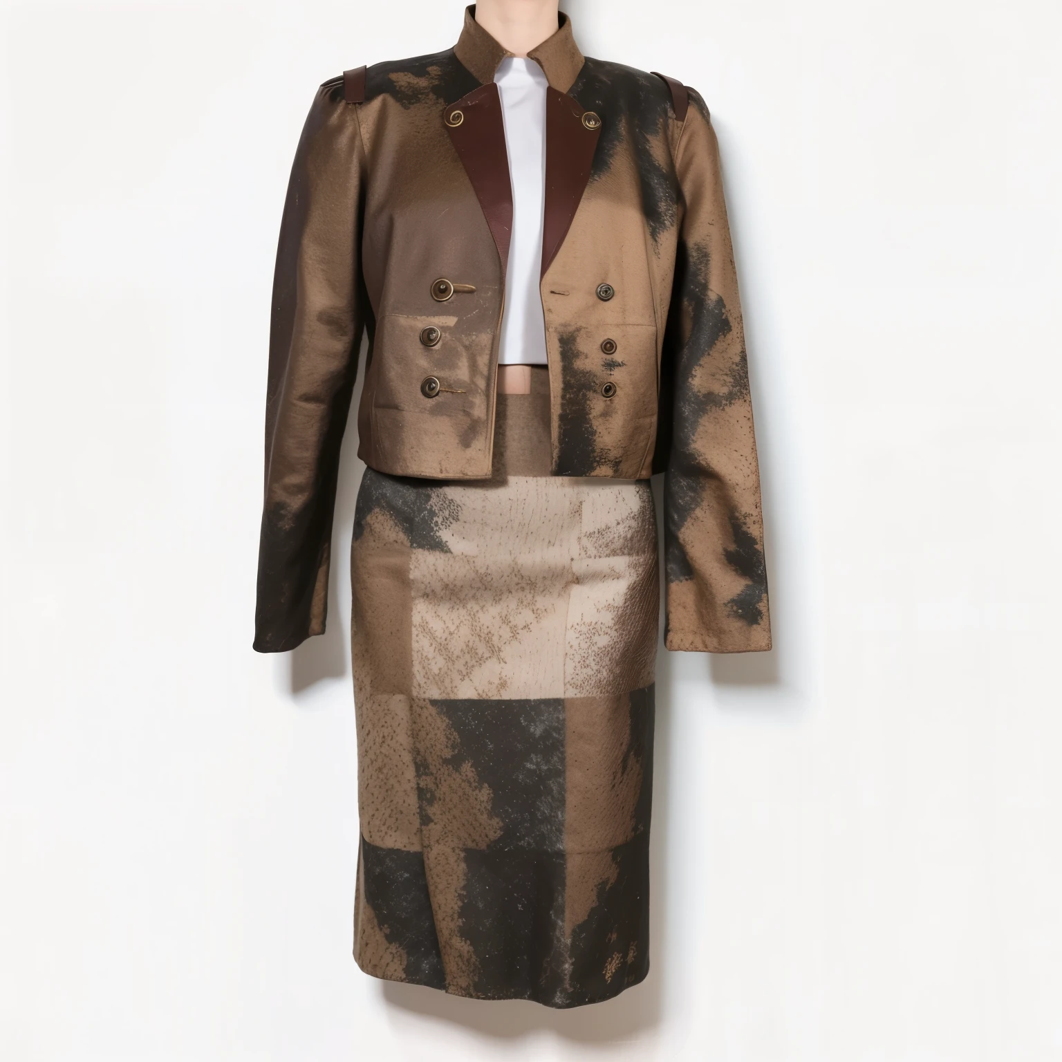 add body to set, realistic, model in set, skirt and jacket, hyperralistic,