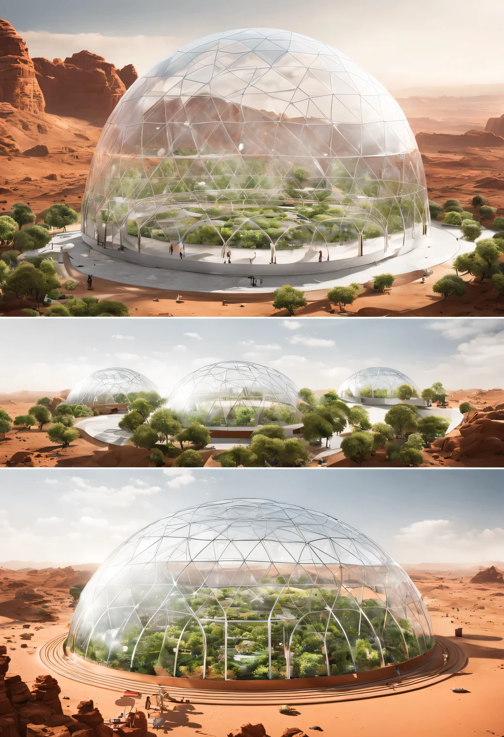 Robots are building glass-dome botanical gardens for oxygen and food production on Mars.. What the bar saw