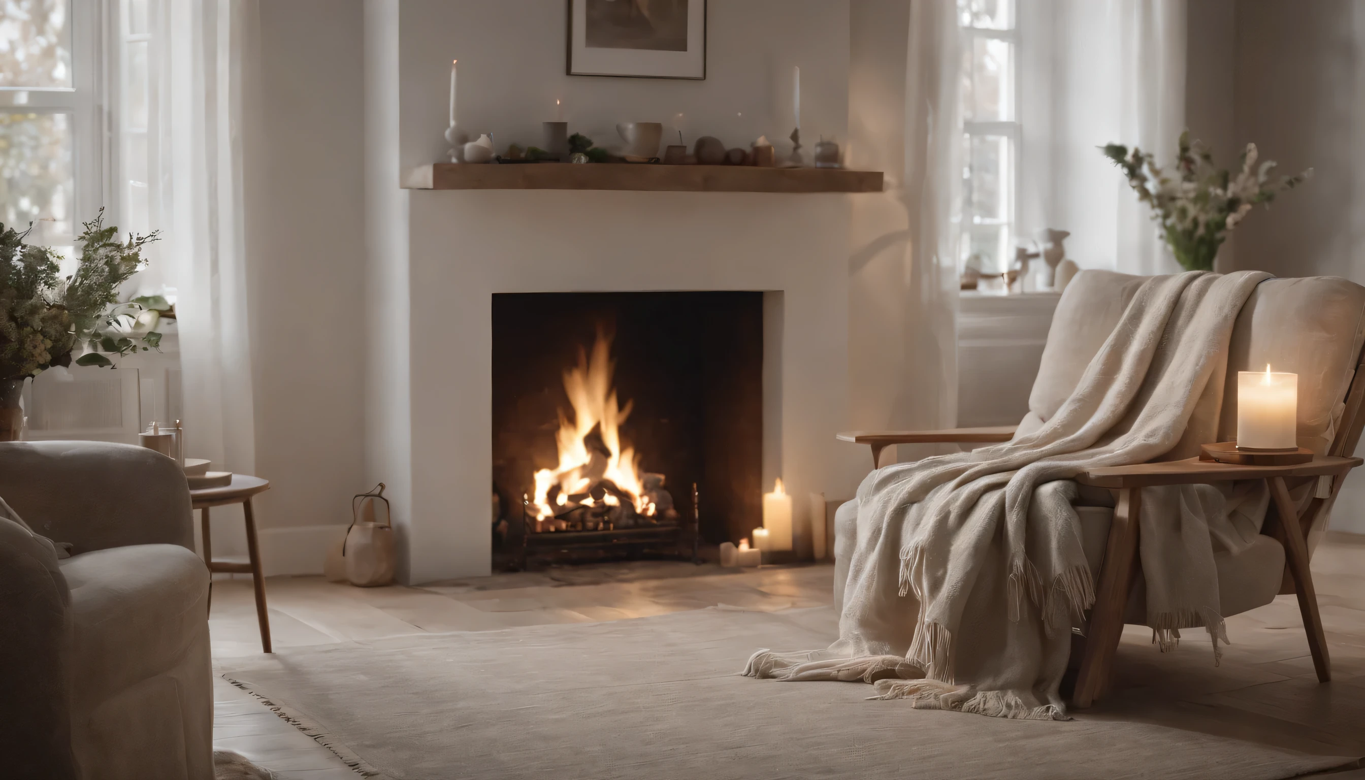 Fluffy by the fireplace and soup with bread