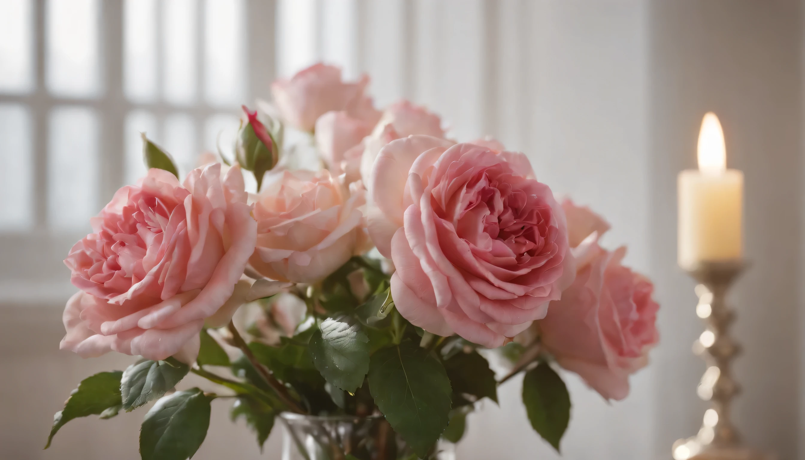 (Highly detailed CG Unity 8K wallpaper、masterpiece、highest quality、Super detailed)、(best lighting、best shadow、very delicate and beautiful)、highest quality、8K、Detailed facial depiction、masterpiece、highest quality、clear image quality、Photo of Christmas roses in a vase above the fireplace