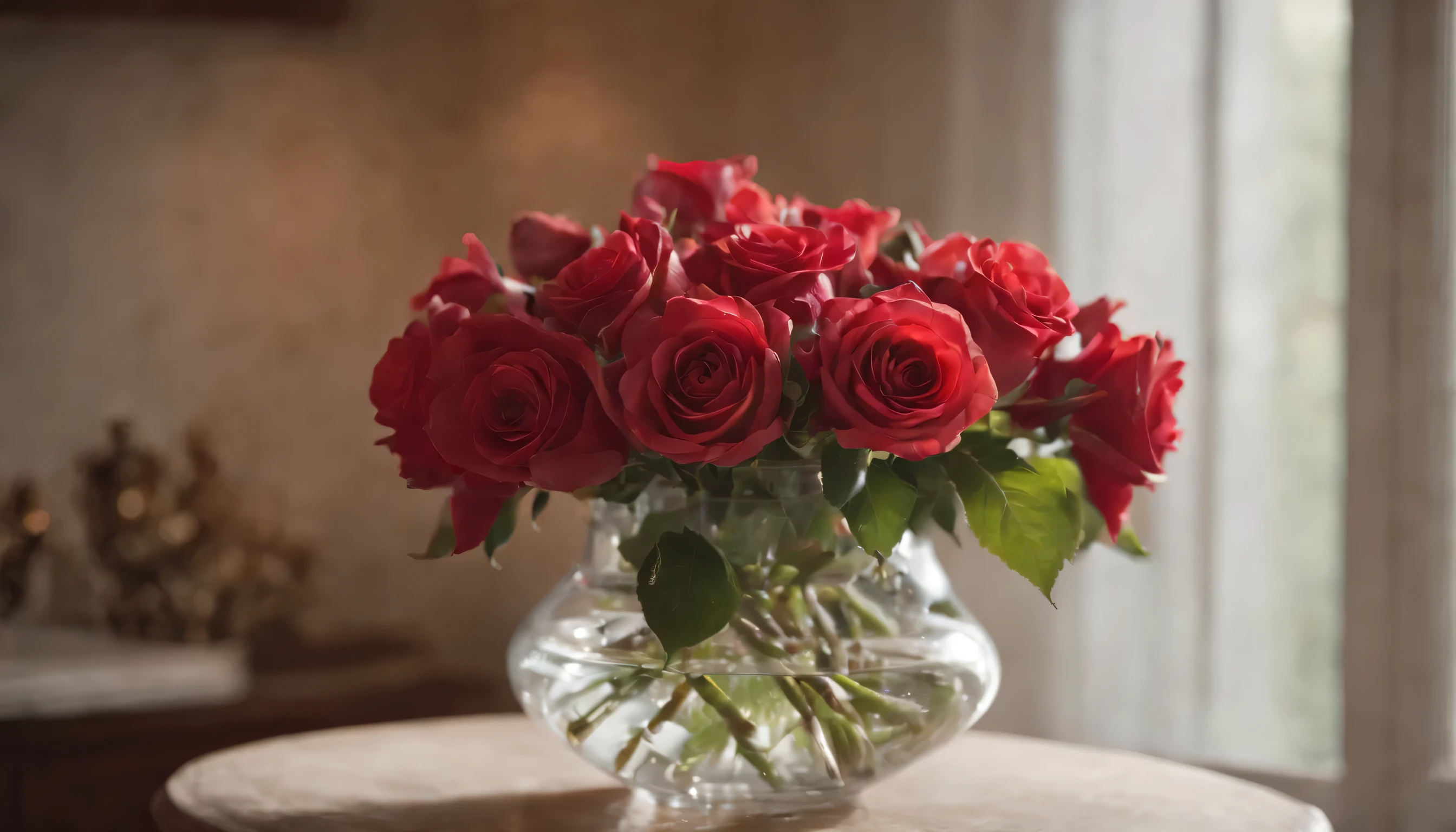 (Highly detailed CG Unity 8K wallpaper、masterpiece、highest quality、Super detailed)、(best lighting、best shadow、very delicate and beautiful)、highest quality、8K、Detailed facial depiction、masterpiece、highest quality、clear image quality、Photo of Christmas roses in a vase above the fireplace