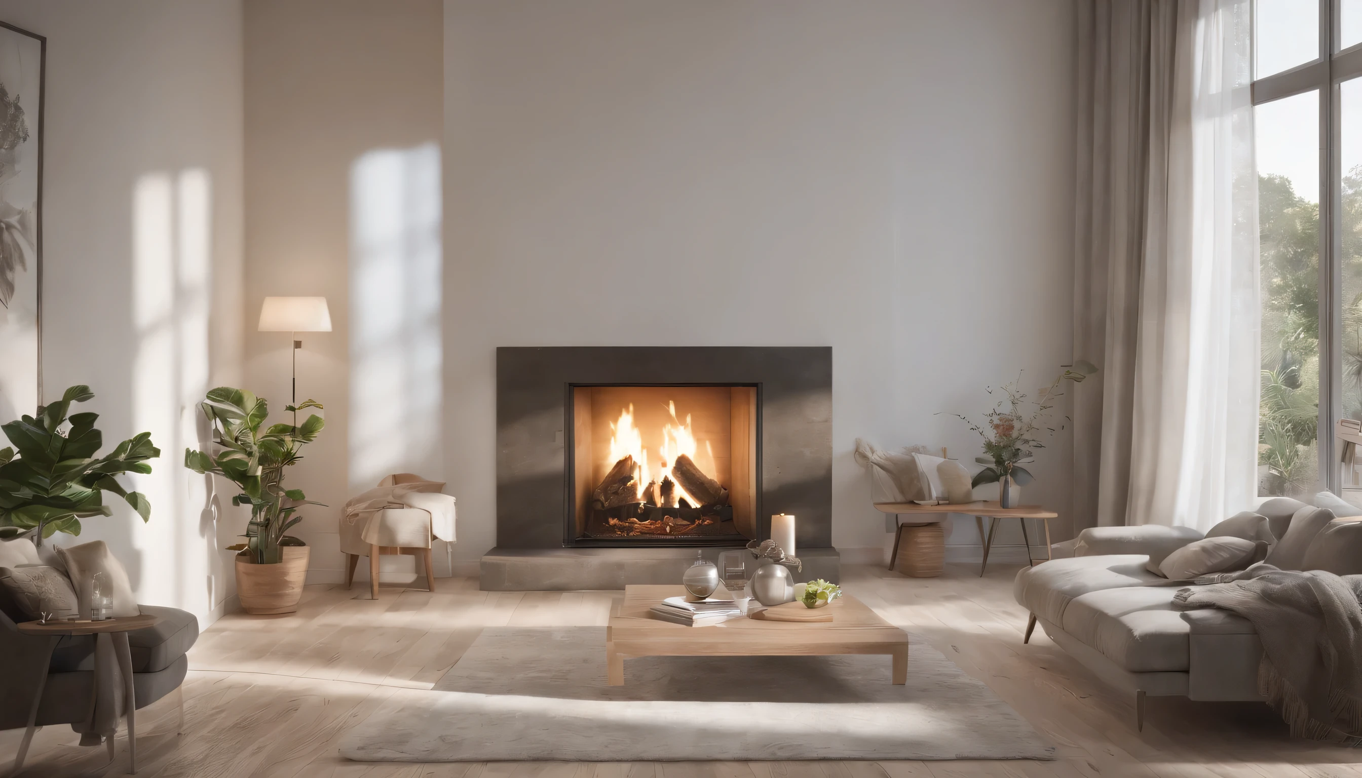 (Highly detailed CG Unity 8K wallpaper、masterpiece、highest quality、Super detailed)、(best lighting、best shadow、very delicate and beautiful)、highest quality、8K、Detailed facial depiction、masterpiece、highest quality、clear image quality、Bright light shines in from the large windows、Photo of lighting shining on the floor in front of the fireplace