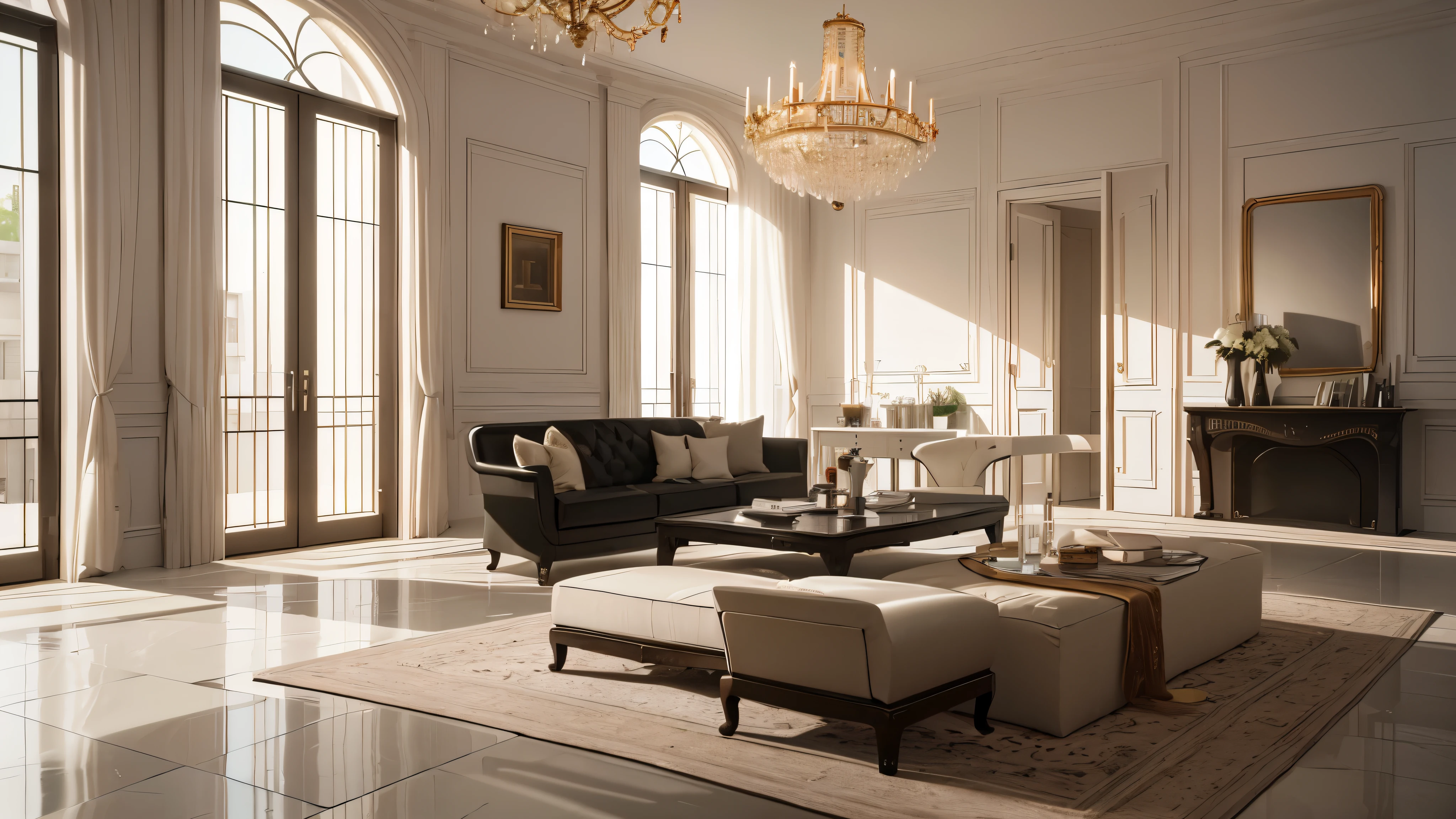 You are a famous interior designer、You have been asked to create a 3D image of a modern large room. Create a harmonious environment with modern and minimalist furniture. Including garden interior.